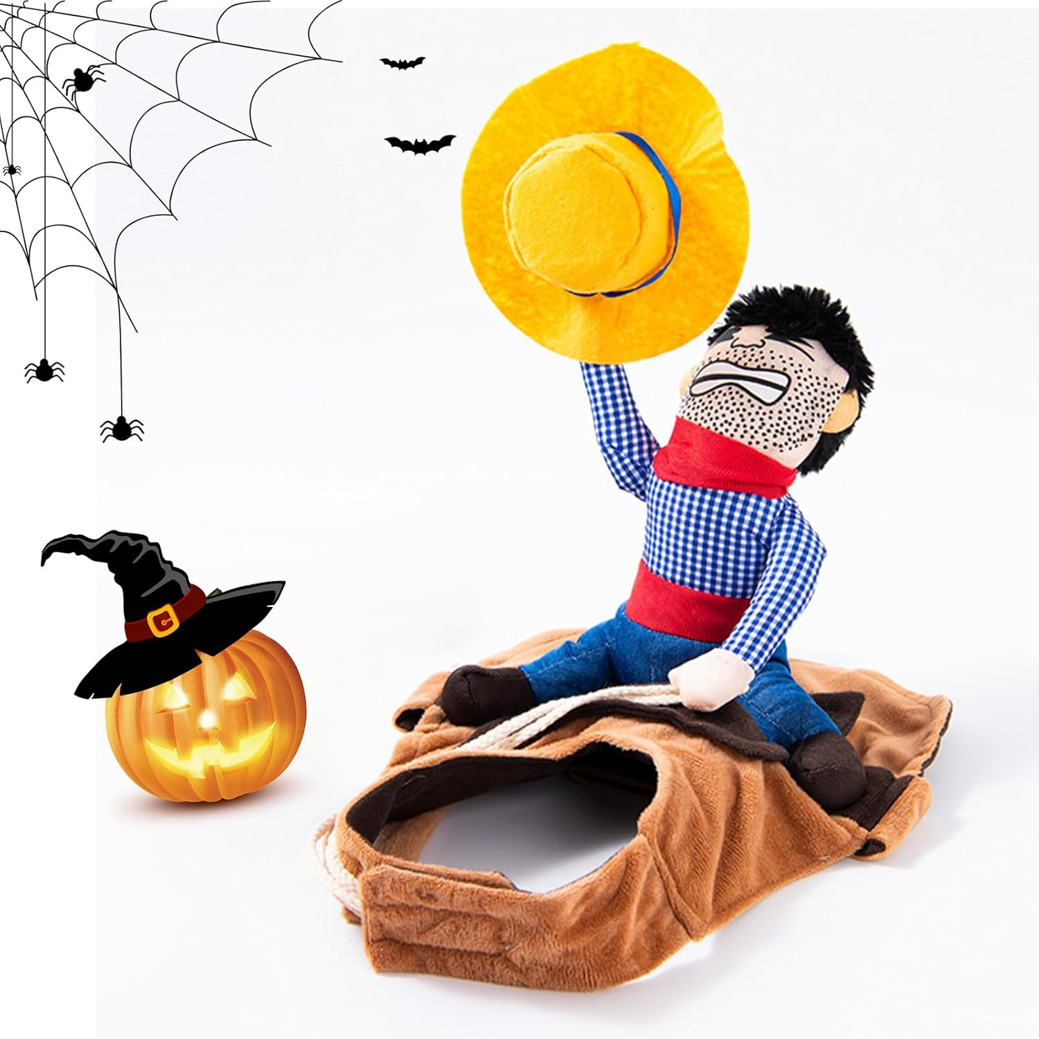 Proxima Direct Halloween Dog Costume, Pet Halloween Party Cosplay Clothes Funny Cat Doll Cowboy Rider with Hat, Adjustable Suit for Small Dogs Cats Kitten Puppy Pets (L) image number 2