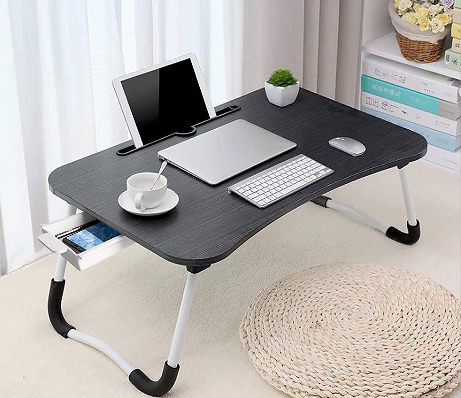 DAWNTREES Lap Table,Bed Table .Portable Foldable Laptop Tray Table with Cup Holder for Bed/Couch/Sofa Working,Reading image number 6