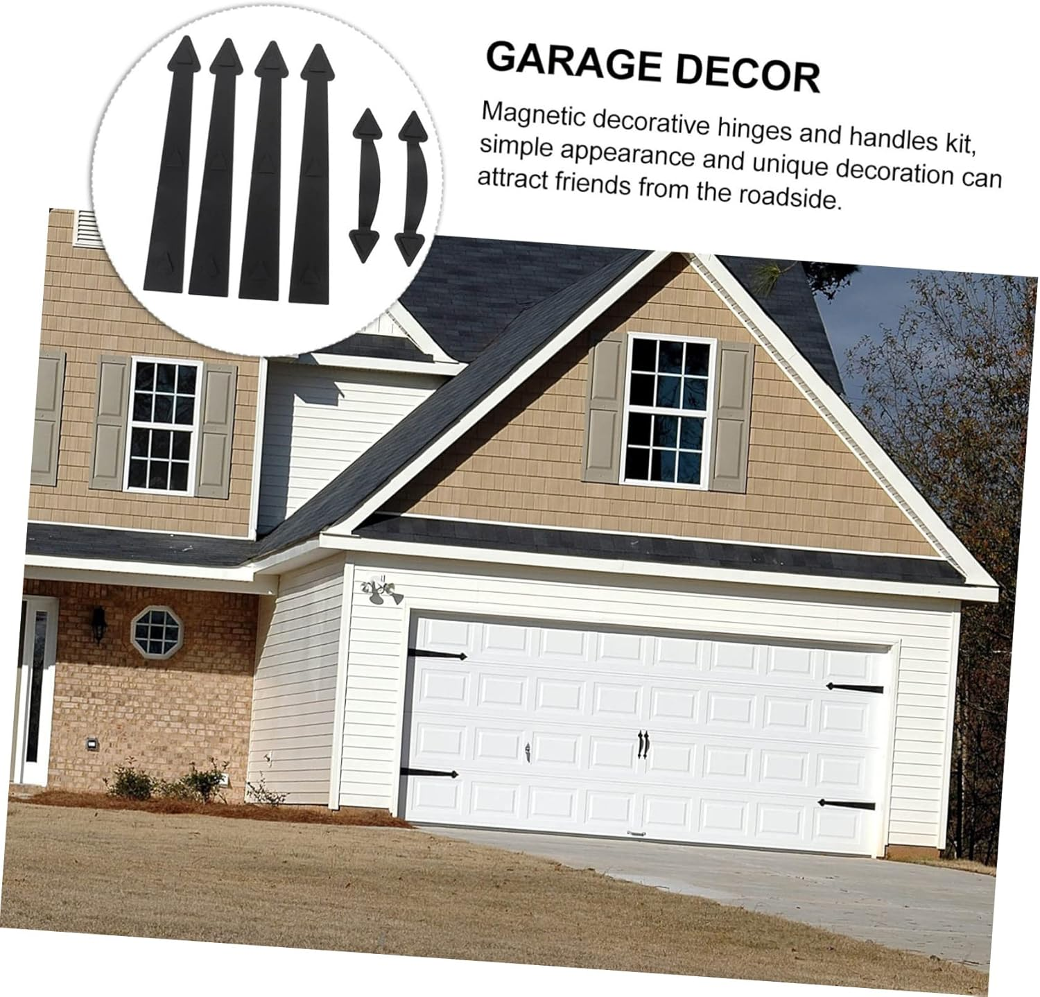 Uonlytech Garage Door Magnets Decorative Hardware Kit Hinge Handles Minimalist Design Easy to Install image number 4