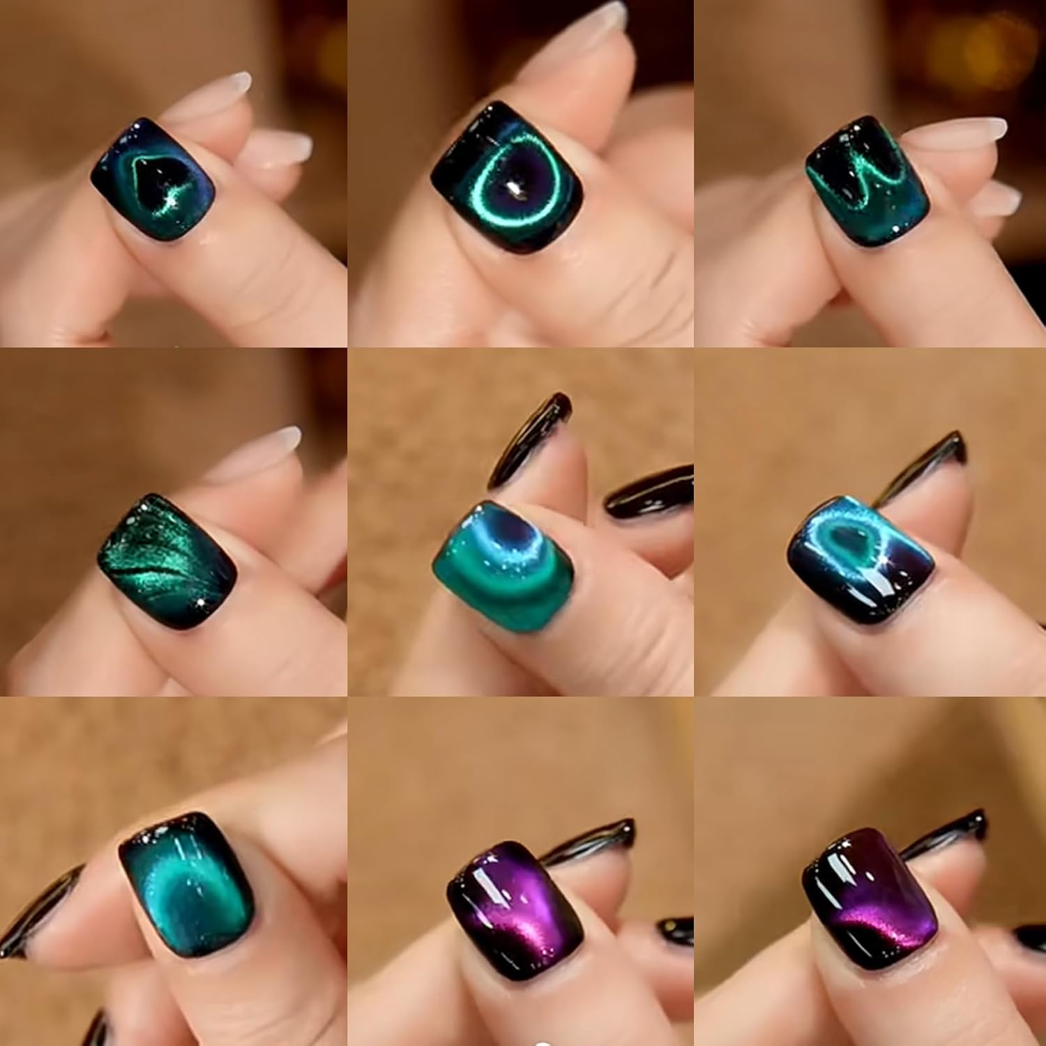 ESUOHYM 3 in 1 Nail Magnet for Cat Eye Gel Polish with Extra 1 PCS Square Magnet, 5 PCS Paper Clips for Heart Flower and Black Hole Nail Art DIY Tools Design Walnut image number 5