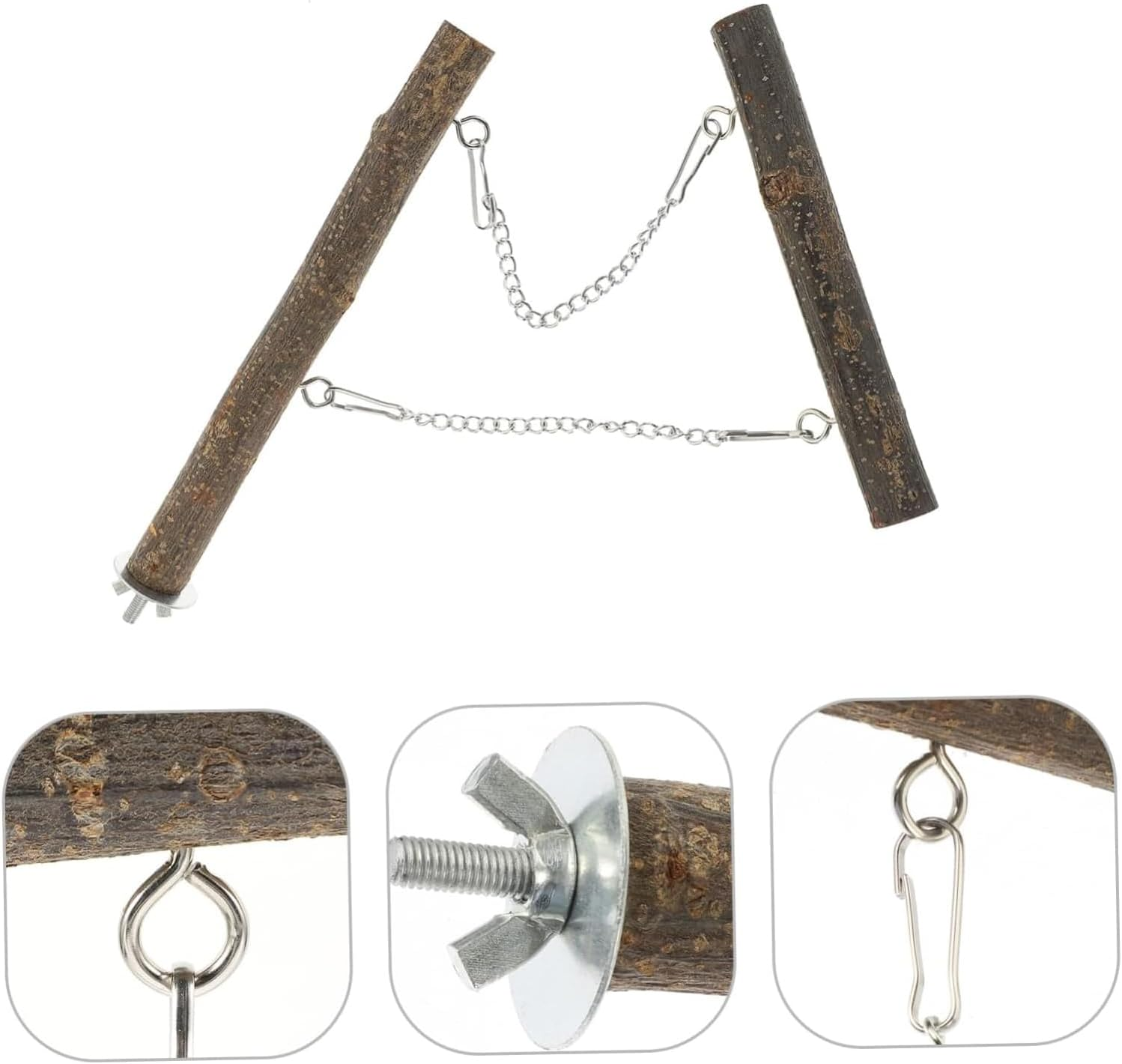 Lexziuo 1PCS Natural Wooden Bird Swing for Parrots, Durable Parakeet Perch & Chewing Toy, Plaything for Macaws Finches Budgies Training & Entertainment image number 2