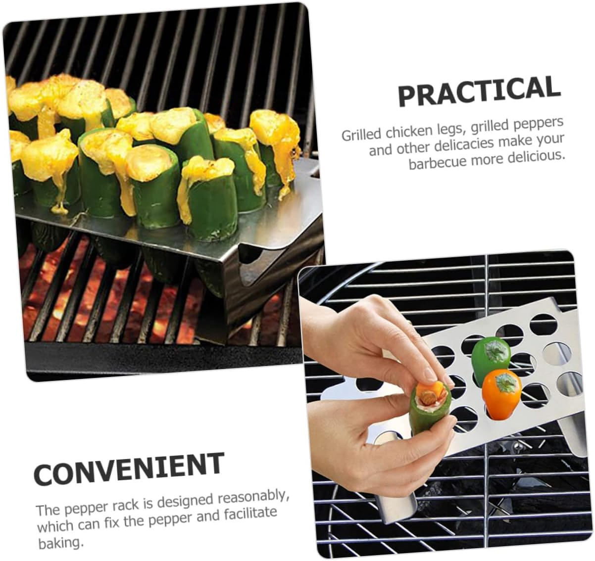 Ciieeo Stainless Steel Jalapeno Grill Holder and Chili Corer Tool for Outdoor Barbecue High Temperature Resistant Roasting Rack for Grilled Peppers and Chicken Legs Easy to Clean Bbq image number 4