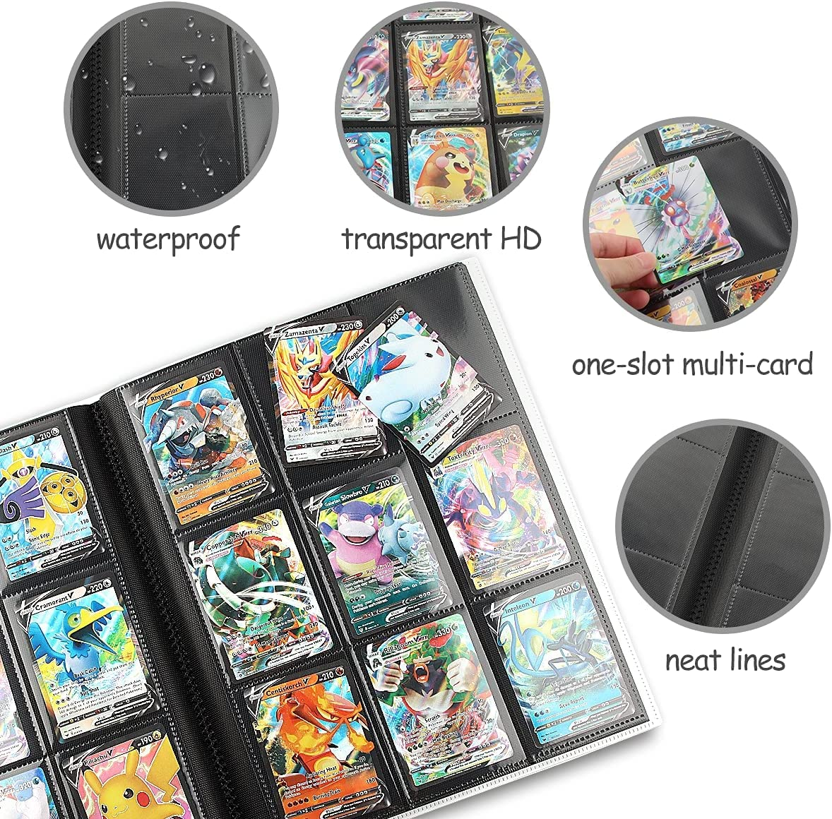 Card Holder, 9 Pocket Card Folder, A4 Size Card Binder, Max for 360 Cards(White) image number 3