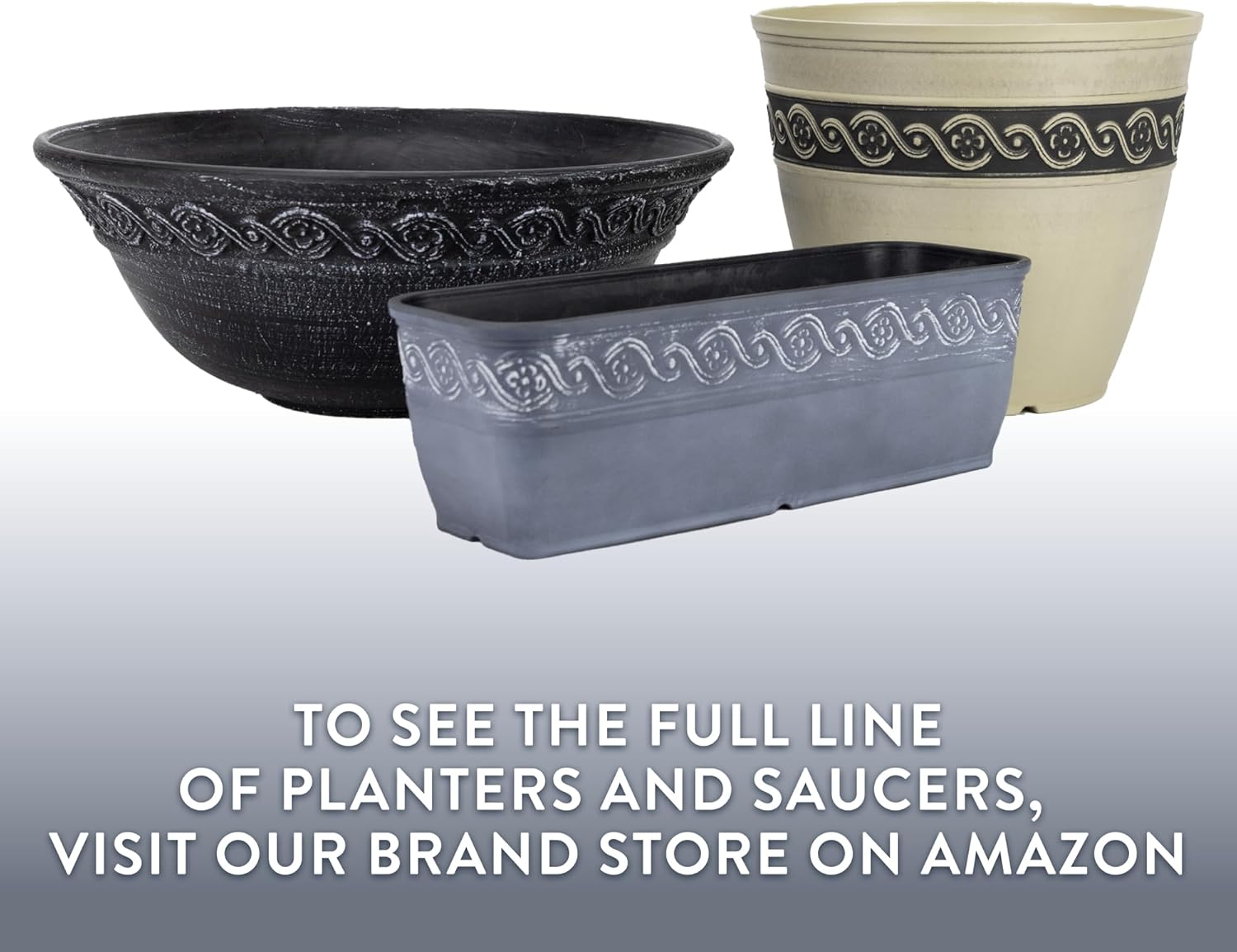 Classic Home and Garden Corinthian Resin Flower Pot Planter, Storm Blue, 13"