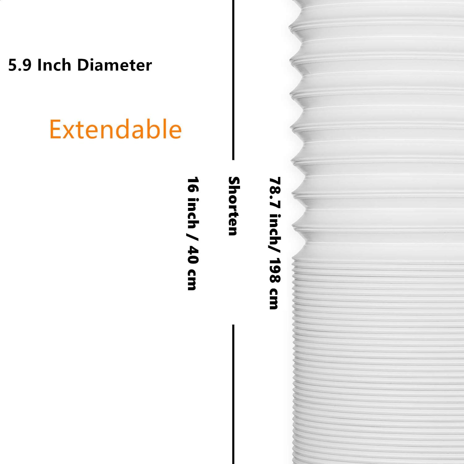 Portable Air Conditioner Exhaust Hose, Universal AC Exhaust Replacement 5.9 Inch Diameter Length to 6.56Ft Counterclockwise Air Conditioner Parts Suitable for Most Portable AC image number 1