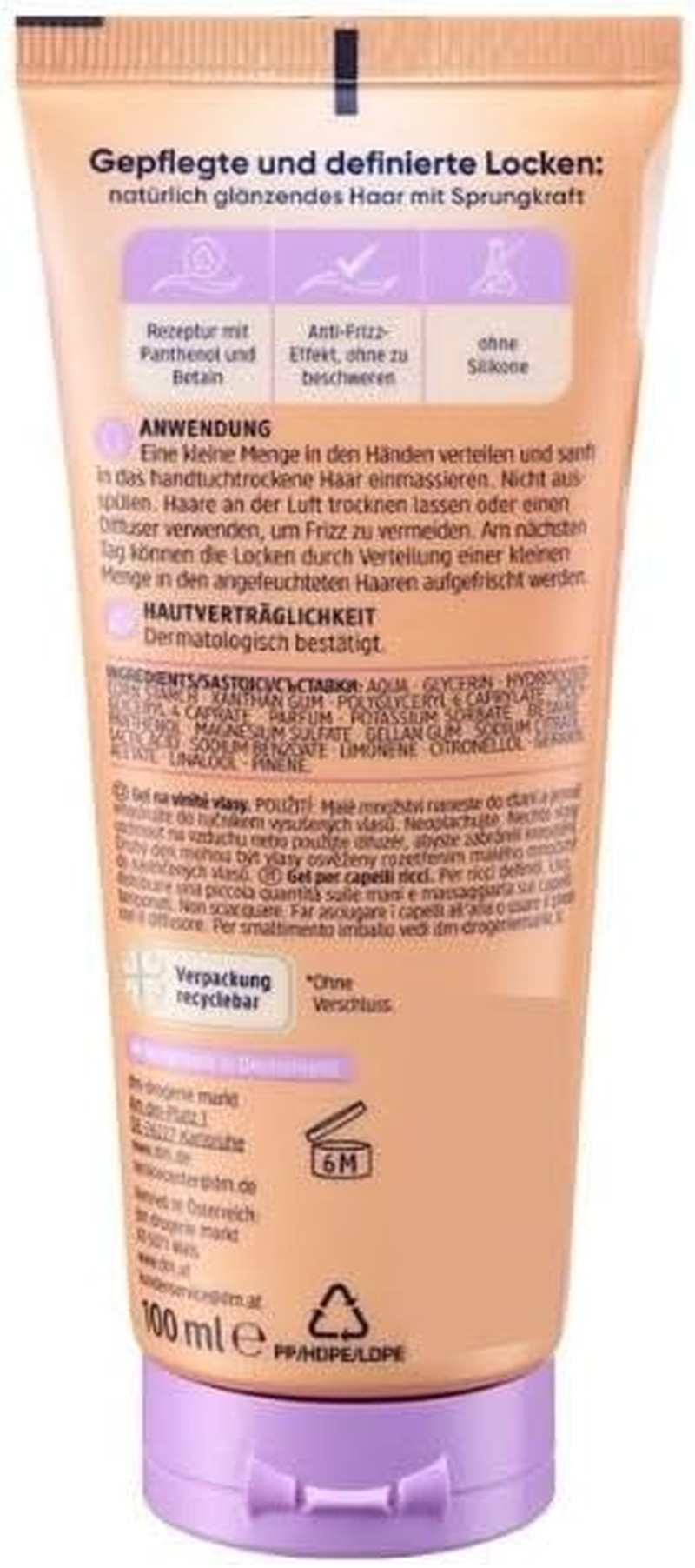 Balea Curls Crunch Gel Weightless Gel Texture, Anti-Frizz, Suitable for Curly Girl, Silicone-Free, 2 X 100 Ml image number 3