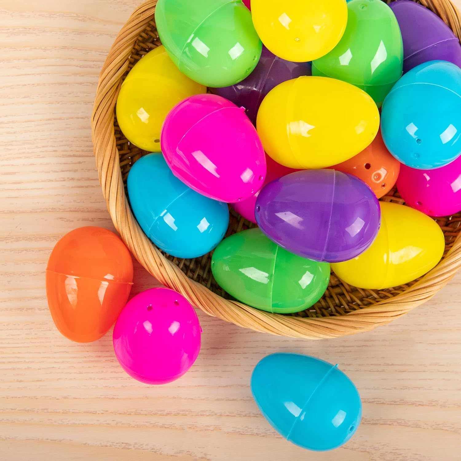 Fillable Easter Eggs, Fyvadio Empty Plastic Fillable Eggs Plastic Bright Easter Egg Assortment 48 Pcs Perfect for Easter Egg Hunt/Surprise Egg/Easter Hunt Accessories image number 4