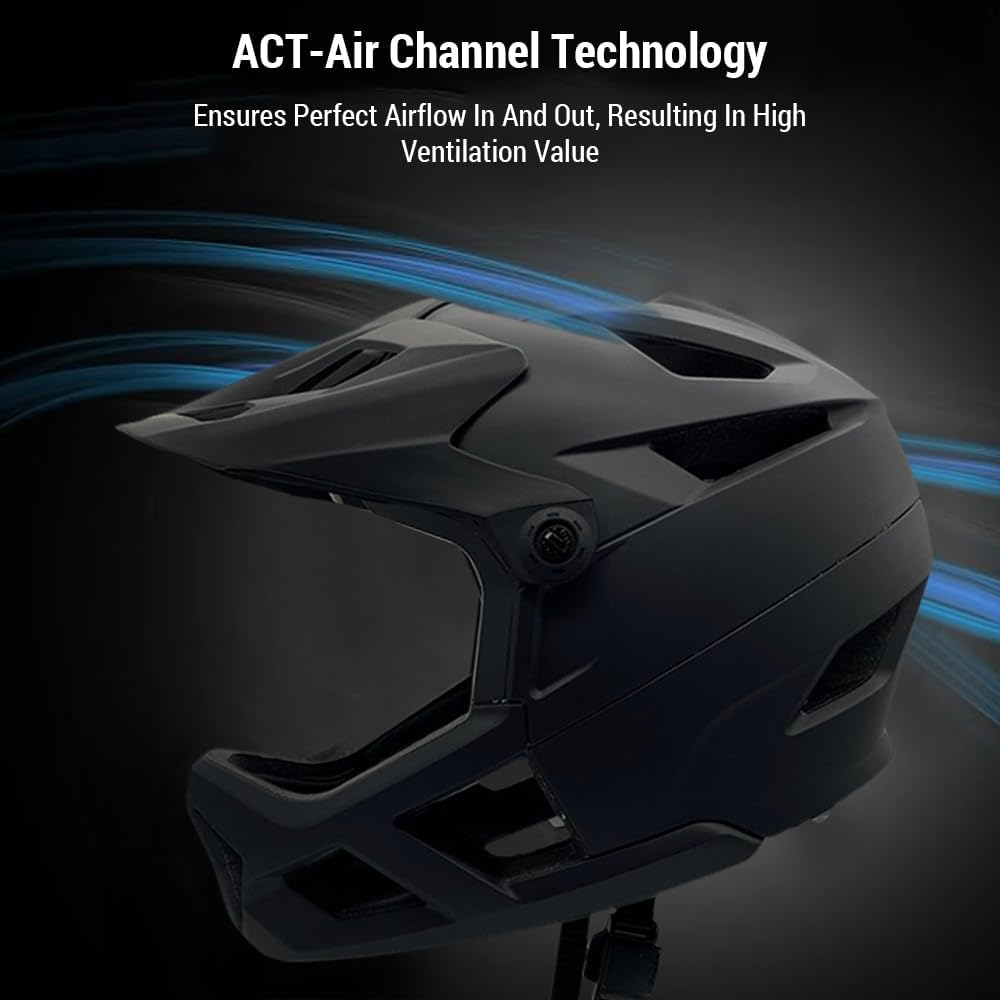 Full Face Mountain Bike Helmet for Men Women Road Bicycle Lightweight Adjustable Visor Goggle Port Impact Resistant image number 4