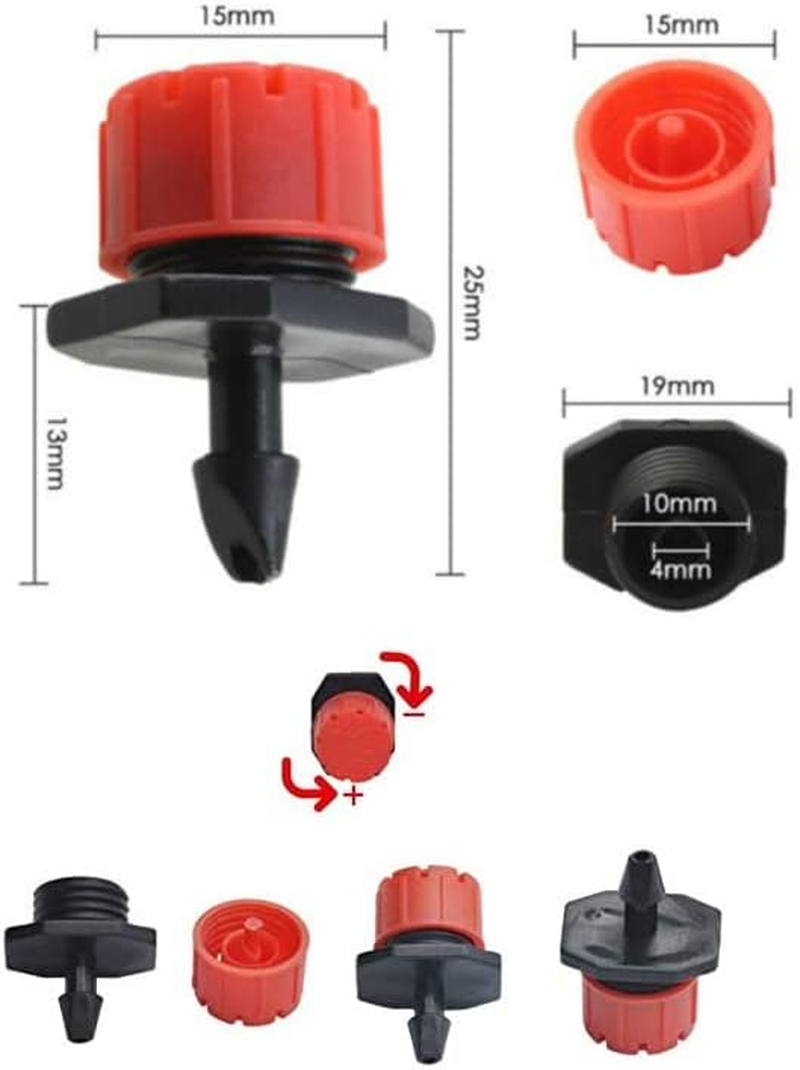 AIMALL 100X Adjustable Irrigation Micro Flow Dripper Drip Head Garden Hose Sprinklers,Spray Drip Irrigation Enclosed All in One Emitter Nozzle Sprinkler Garden Irrigation System image number 4