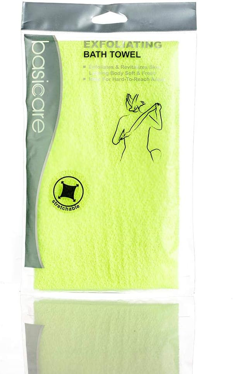 Basicare Exfoliating Bath Towel Yellow Smooth Skin Deep Cleansing image number 1