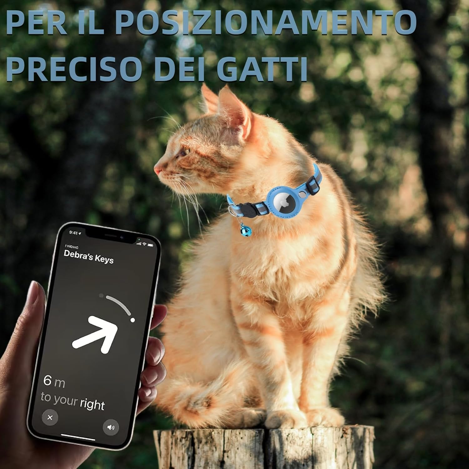 Cat Collar, Accessories for Cats, Compatible with Airtag, Adjustable Reflective Wristband (GPS Airtag Not Included)