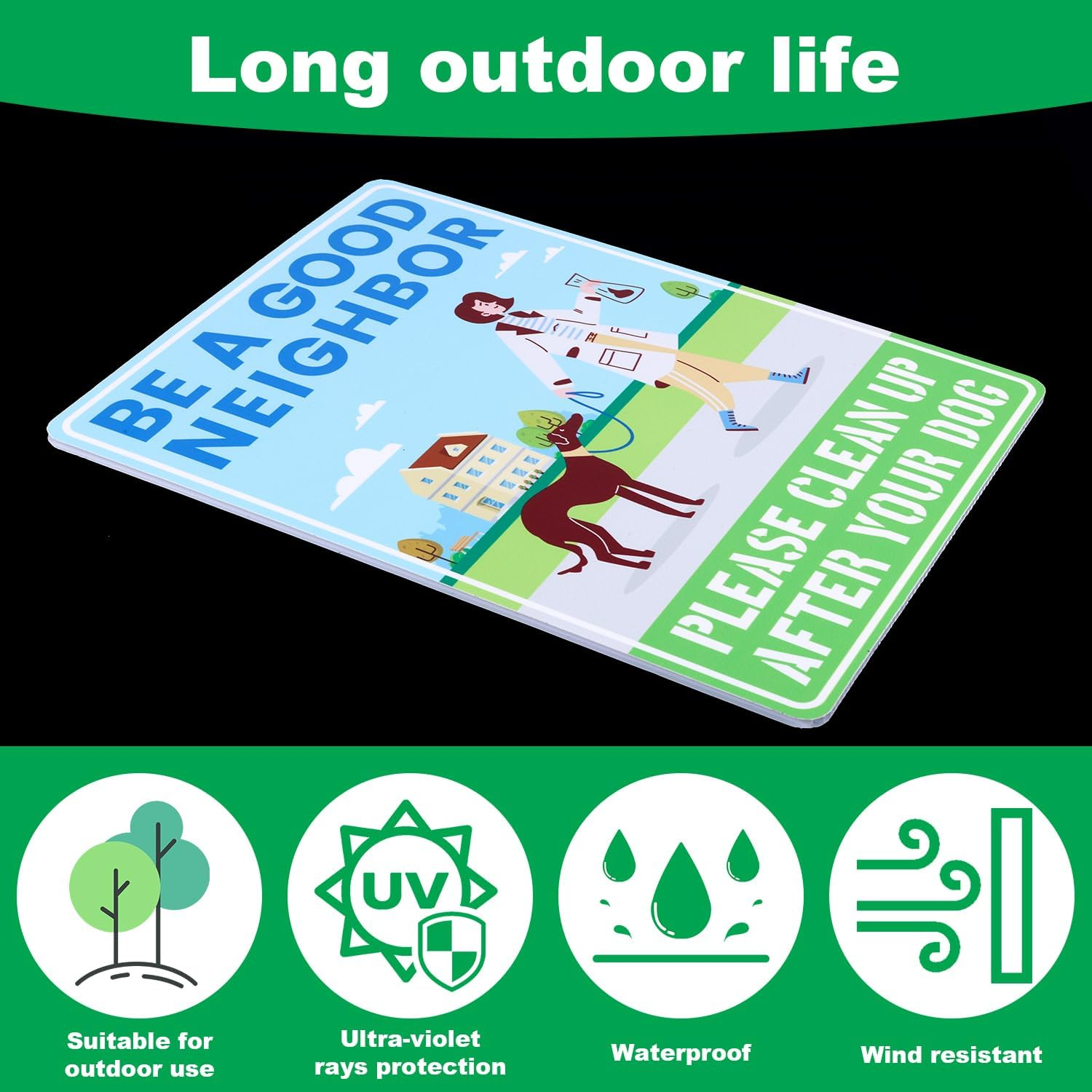 2Pcs Clean up after Your Dog Signs, 12X9In Double-Sided Printing No Dog Waste Signs for Yard Waterproof Windproof Pick up after Your Dog Signs Friendly Reminder Sign(Style 2)