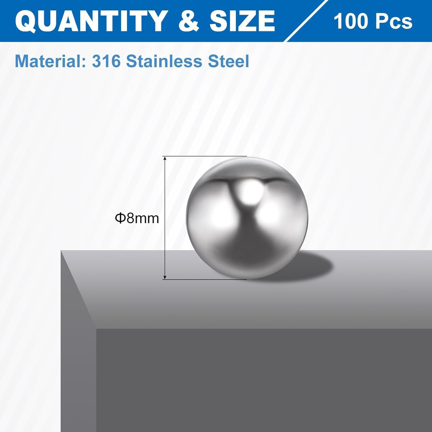 8Mm Bearing Balls, 120 Pcs 304 Stainless Steel G200 Precision Balls Metric Mixing for Bearings Bicycles Casters Drawer Slides image number 2