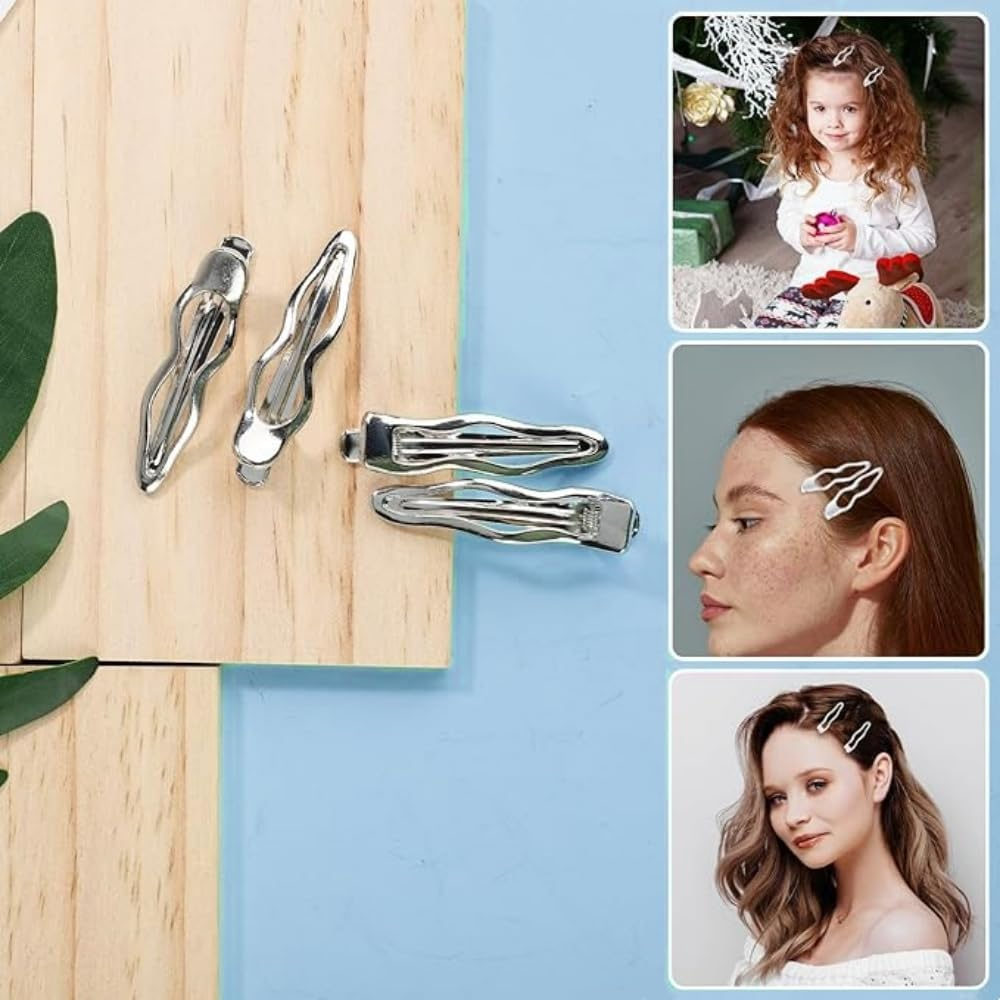 4Pcs Wave Hair Clips,Hairclips,2.44 in Silver Wavy Alligator Hair Clips,Duckbill Hair Pins,Small Hairclip Bangs,Cute Hair Barrettes for Women Girls Thick & Thin Hair Styling Headdress,Accessories image number 5