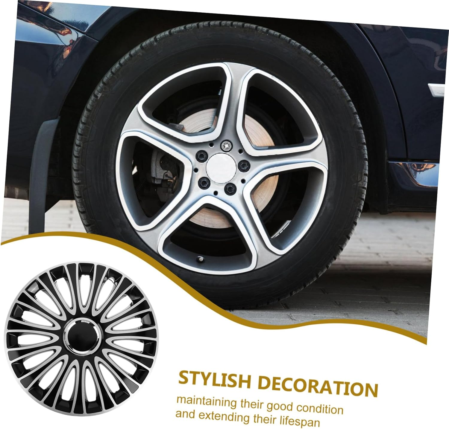 COSMEVIVI Sturdy Car Wheel Rim Cover Hubcap Front Wheel Hubcap for Cars Tire Cover Quick Installation image number 4