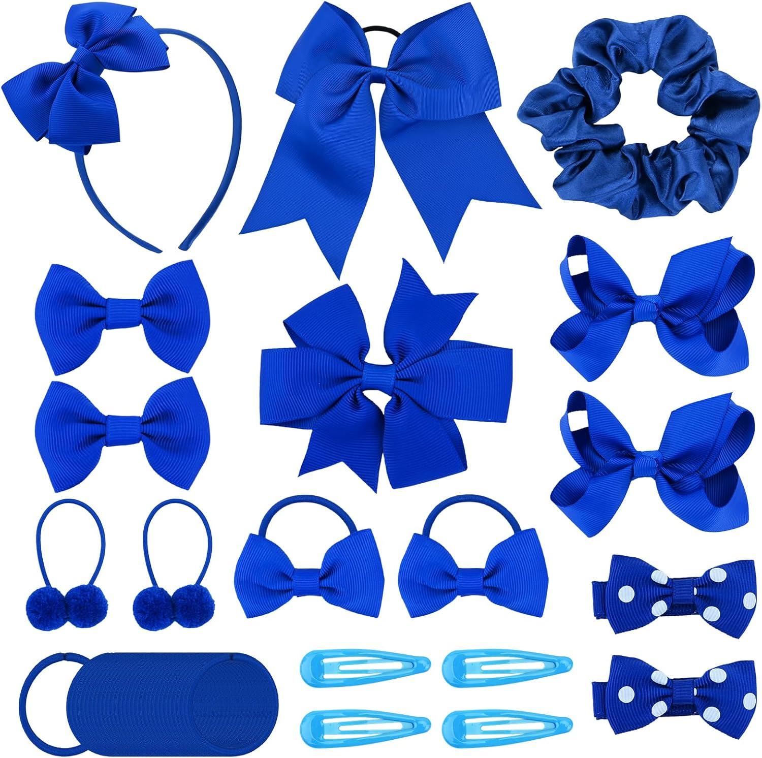 Bekecidi 48 PCS Girls School Hair Accessories Royal Blue Bow Hair Clips Headband Elastic Hair Bands Ribbon Hair Barrettes Bow Ponytail Holder Hair Accessories for Toddlers Kids Christmas Birthday Gift image number 3