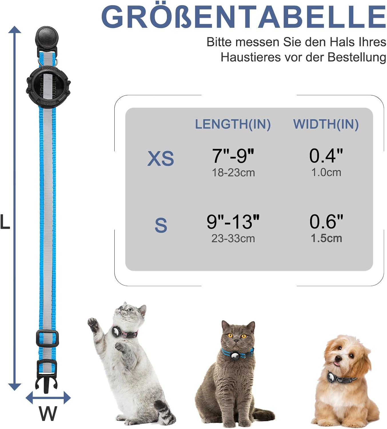 Airtag Breakaway Cat Collar, Reflective Kitten Collar with Apple Air Tag Holder and Bell, Lightweight Tracker Cat Collars for Girls, Boys, Cats, Kittens, Puppies (Blue, S) image number 6