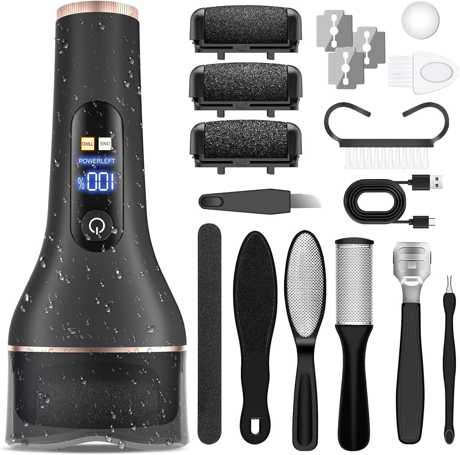 Ronluuu Electric Callus Remover for Feet, Rechargeable Portable Electronic Foot File Pedicure Kits, Professional Waterproof Pedi Feet Care Tools Wet&Dry Foot Scrubber File Perfect for Hard Cracked Dry Dead Skin