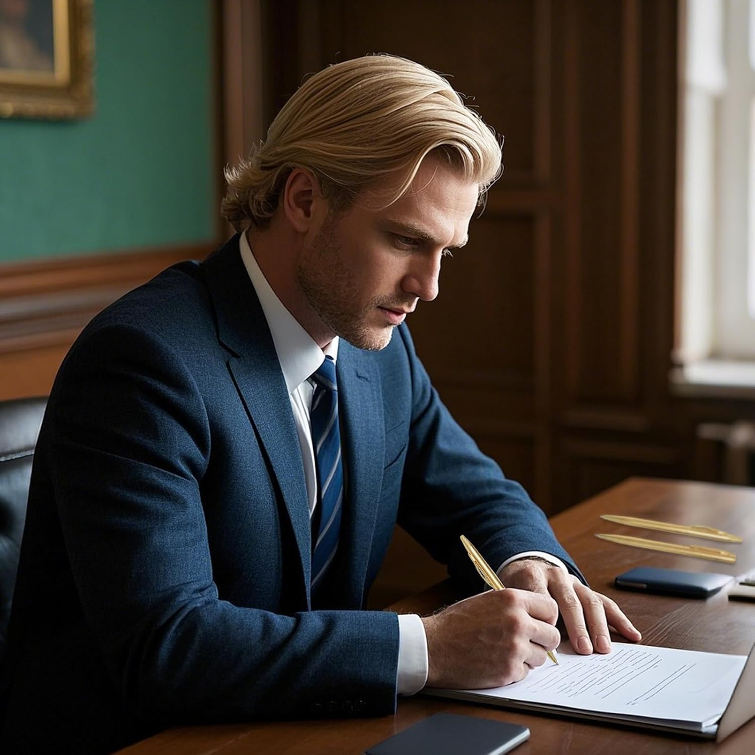 50 Pcs Gold Metal Pens Retractable Ballpoint Pen Bulk Slim Ballpoint Pens 1Mm Medium Point Pens with Black Ink for Wedding School Business Office Supplies (Modern, 50) image number 3