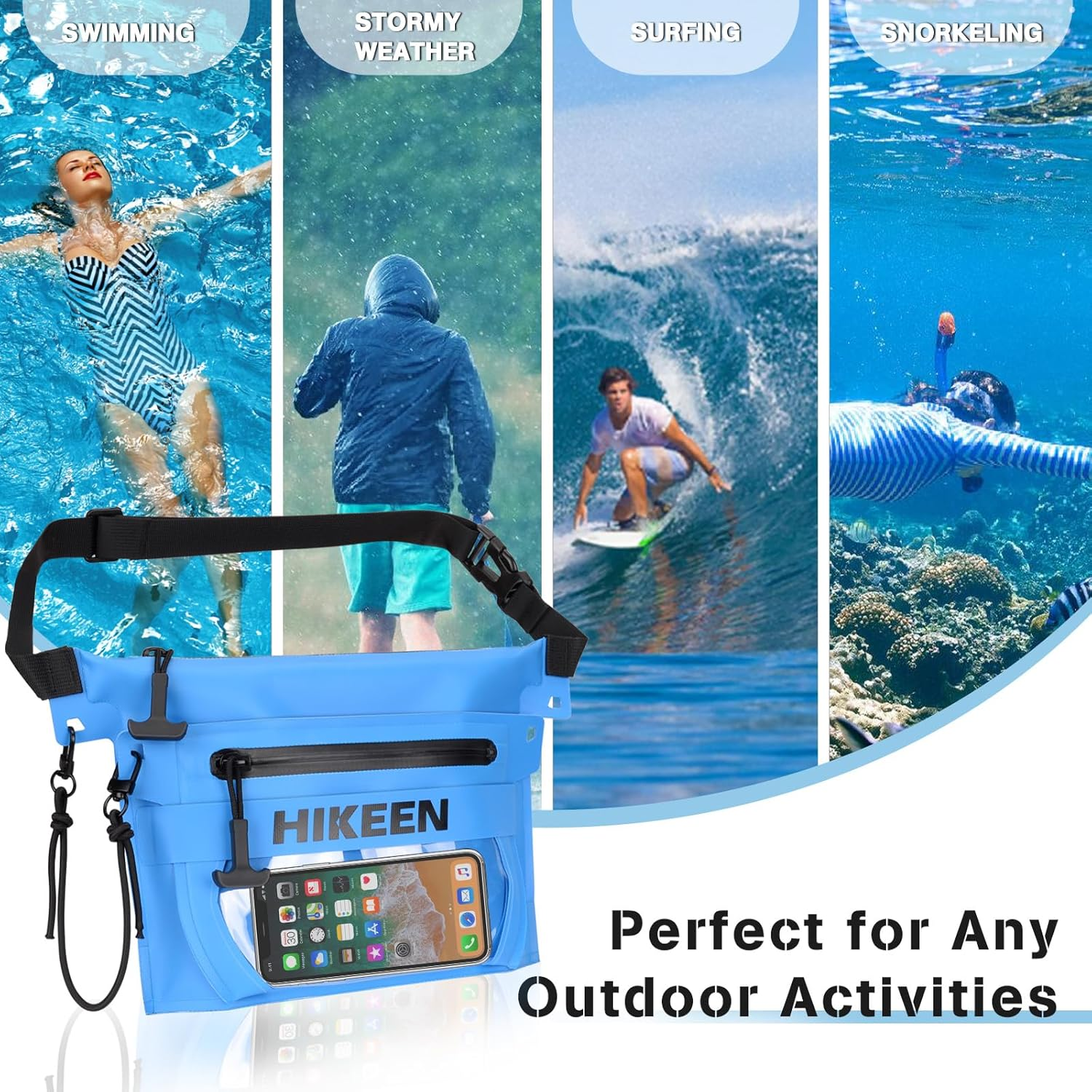 BOOSTEADY 2 in 1 Waterproof Dry Bag with Screen Touch, IP68 Small Dry Bag Removable to Keep Phone Wallet Safe and Dry with Adjustable Waist Strap for Beach Swimming Kayaking Boating image number 6