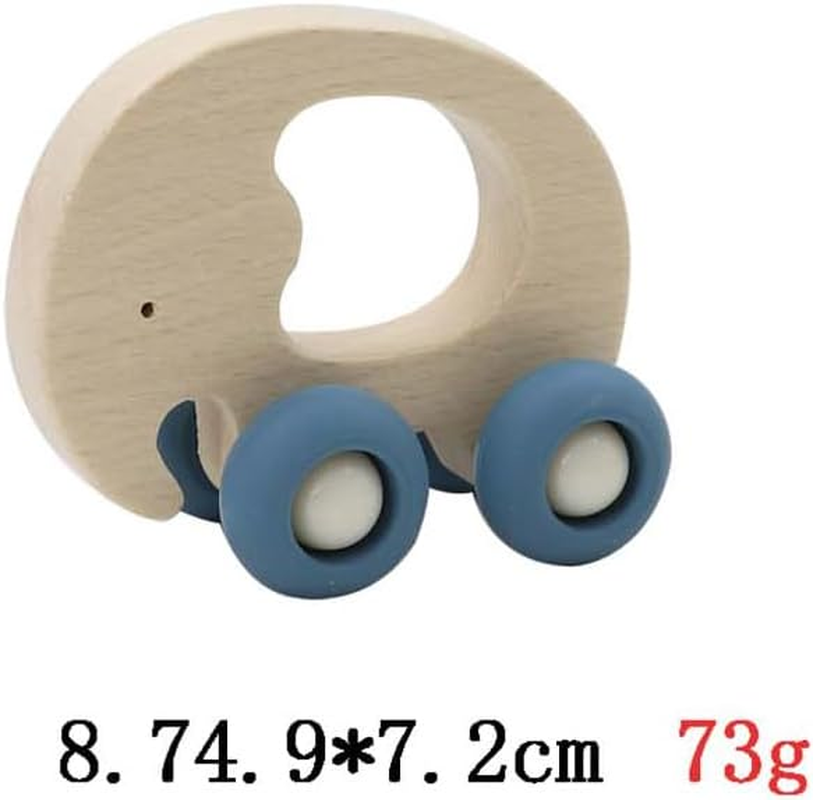 Kaper Kidz Wooden Grip Elephant with Silicone Wheels - Animal-Shaped Push Toy for Kids image number 1