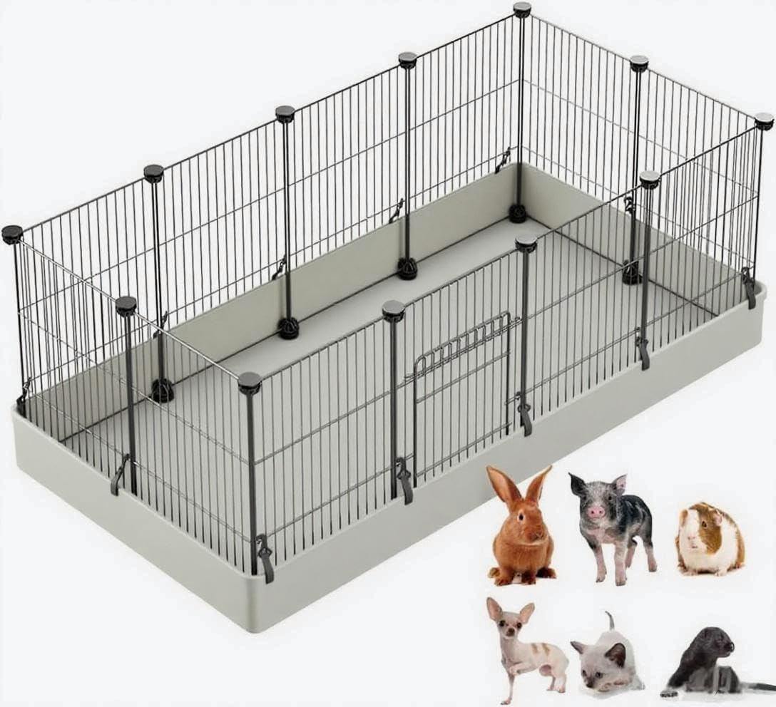 12 Panels Small Animal Playpen,Pet Playpen with Waterproof Mat,C&C Cage for Guinea Pigs,Puppy Play Pen,Bunny Playpen,Indoor Outdoor Portable Metal Wire Yard Fence image number 6
