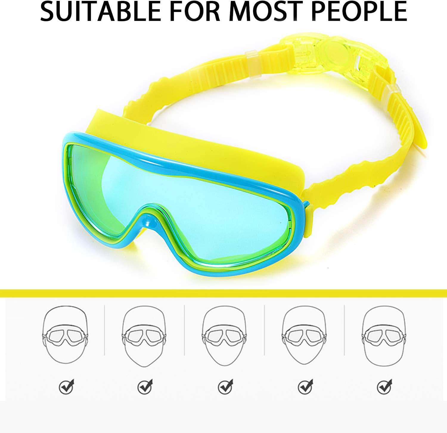 Noorlee Kids Swim Goggles, 2 Pack Swimming Glasses for Children and Early Teens (Age 3 to 15 Years Old), Anti-Fog, Watertight, UV Protection, Soft Silicone Frame and Strap, 180 Degree Vision - Black  Blue/Pink image number 2