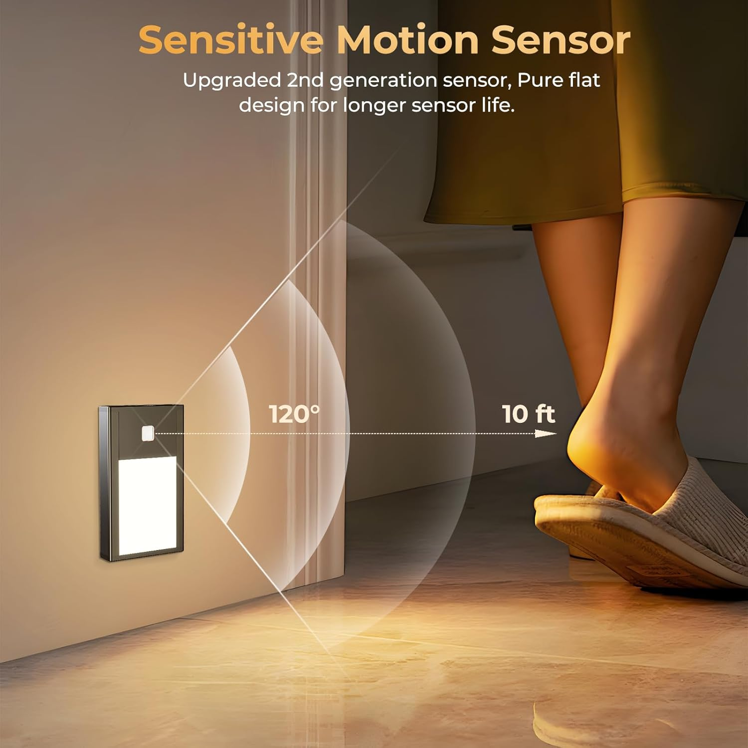 Motion Sensor Night Light Indoor, Rechargeable Magnetic Stick-On Sensor Lights with Auto/On/Off, Battery Powered for Wardrobe, Hallway, Stairs, Bedroom, Kids Room (3 Pack) - Black-6 Pack image number 4