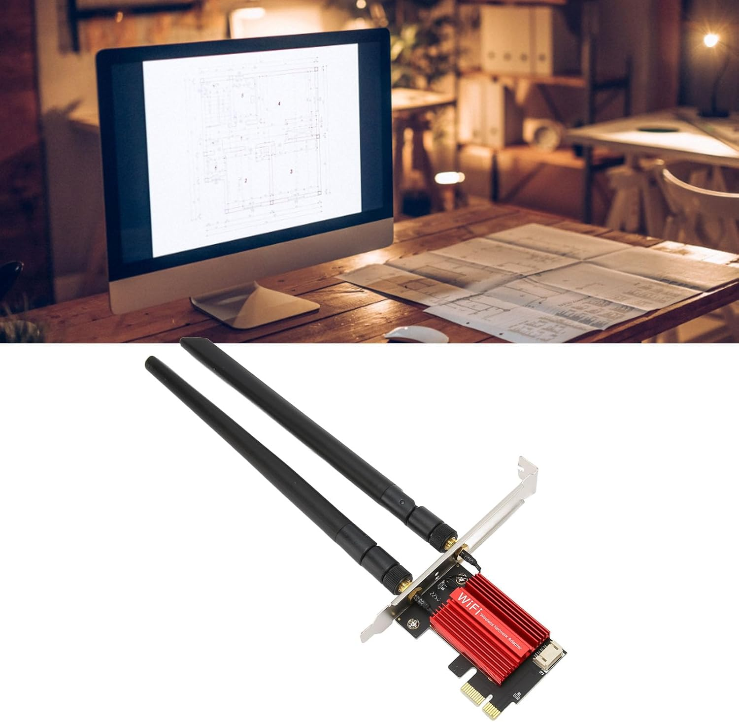 7260AC Pro PCIE Wifi Card, Pcie Network Card with 2.4Ghz and 5Ghz Dual Band,1200Mbps, Wifi Adapter for Desktop PC Compatible with Pciex1/X4/X8/X16, for Wins 7/8/10/11 image number 5