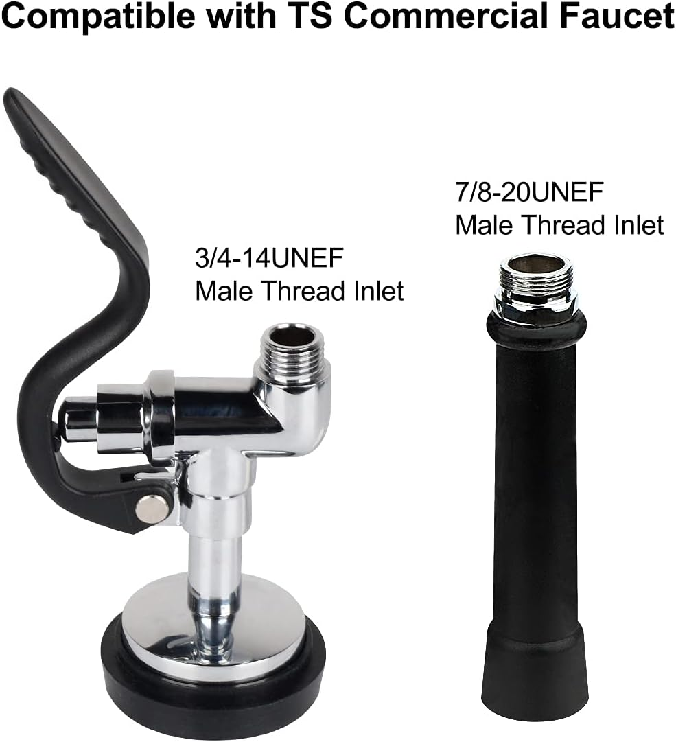 KWODE Pre-Rinse Spray Valve Head for All Commercial Kitchen Sink Faucet, High Pressure Dish Sprayer Nozzle with Hand Grip Assembly Replacement Kit for Restaurant Industrial Faucets image number 3