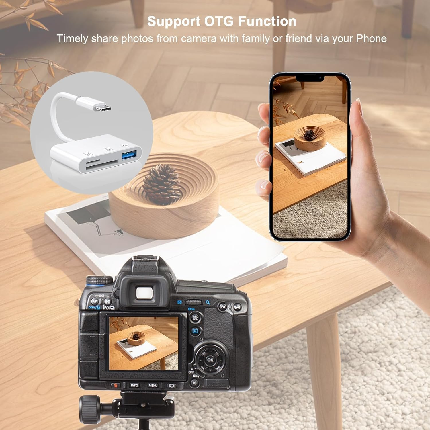 USB C SD Card Reader for Iphone 15 16, 3 in 1 USBC Memory Trail Camera Card Adapter with Dual Slots & USB Port for Mac Macbook Pro/Air/Mini Android Laptop (USB C-2 Pack) image number 2