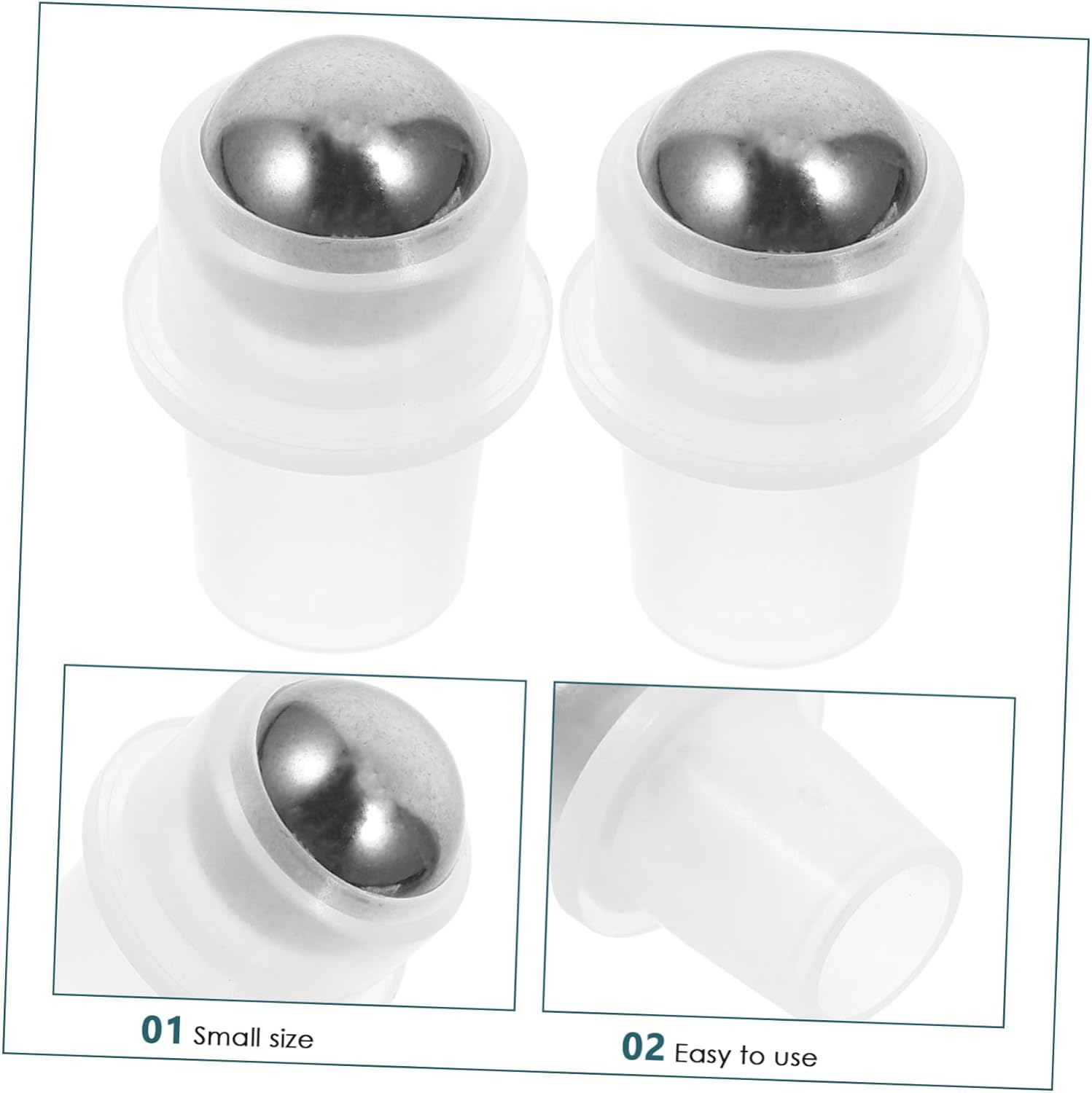 TINEASUR 20Pcs Stainless Steel Roller Ball Fitments for Inner Neck Essential Oil Bottles Leakproof Replacement Tops Smooth Dispensing and Bottle Accessories for Home Office Spa Use image number 5