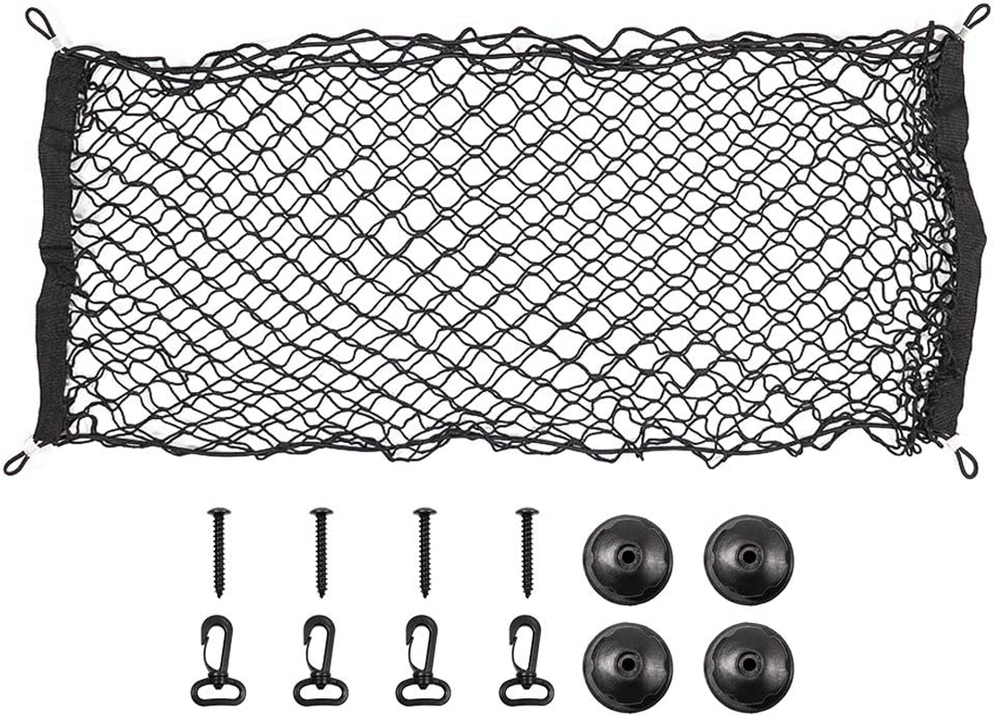 Valuehall Cargo Net 35 X 15 Inch Adjustable Elastic Trunk Net Cargo Trunk Storage Organizer Nylon Mesh Universal Rear Cargo Organizer Cargo Net with Hooks V7075 image number 6