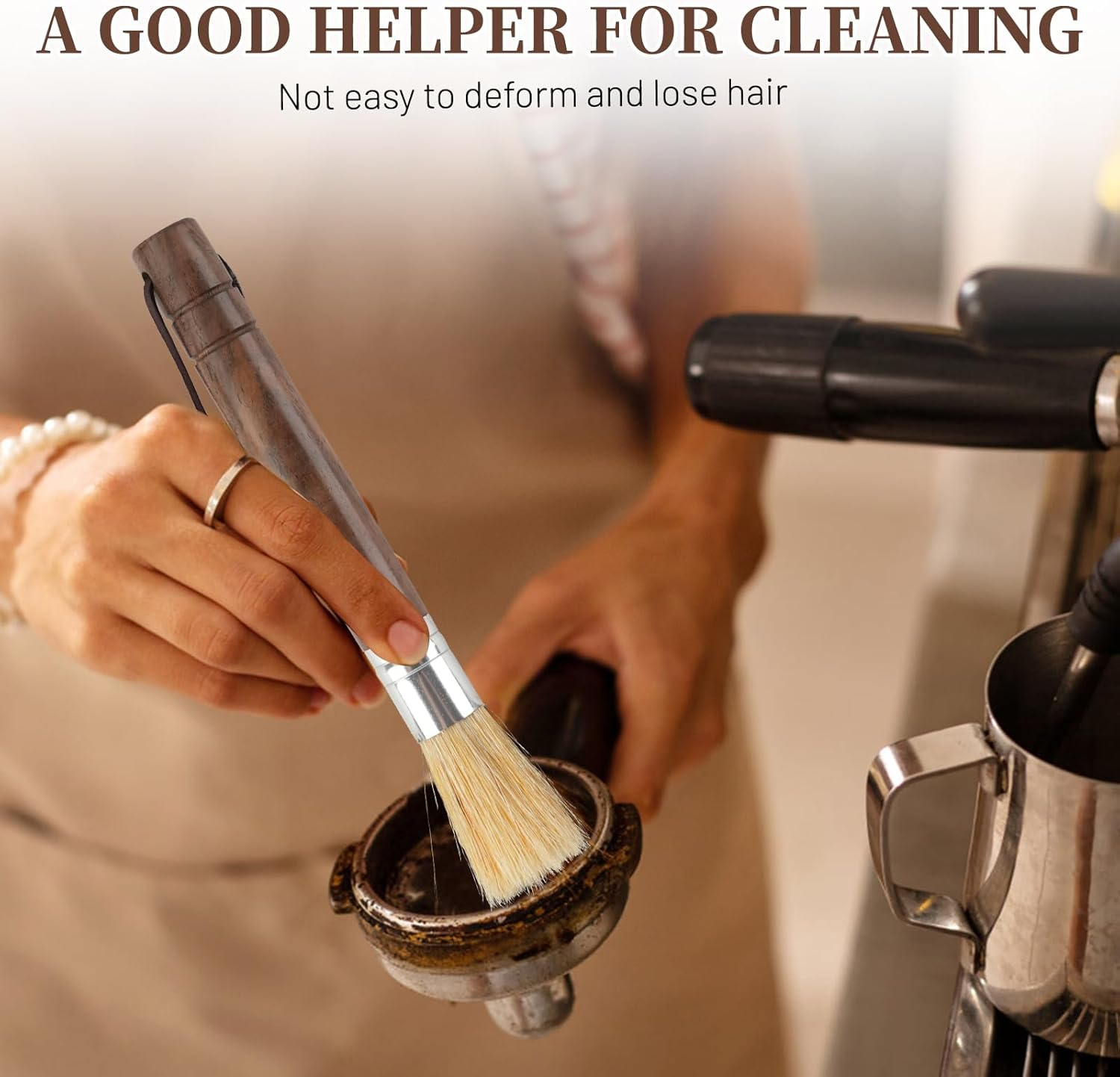 Bamynoir Coffee Grinder Brush, Espresso Machine Cleaner with Wooden Handle & Natural Bristles, Barista-Designed for Home Kitchens, Cleans Coffee Accessories. image number 1