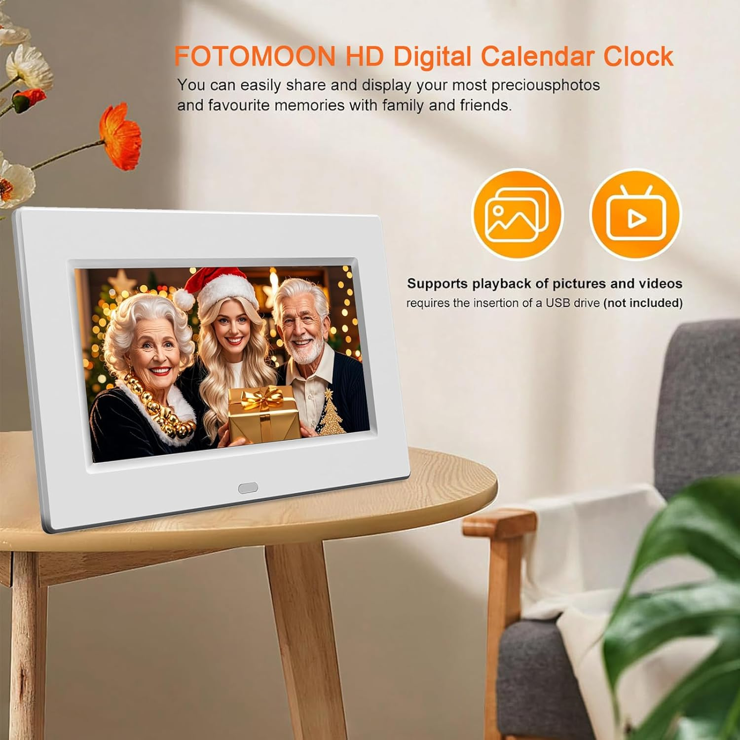 Dementia Clock for Seniors - 7" Large Clock for Seniors with Dementia, Digital Clock with Date & on Time Alarms, Remote Control, Dementia Wall Clocks for Elderly- White image number 3