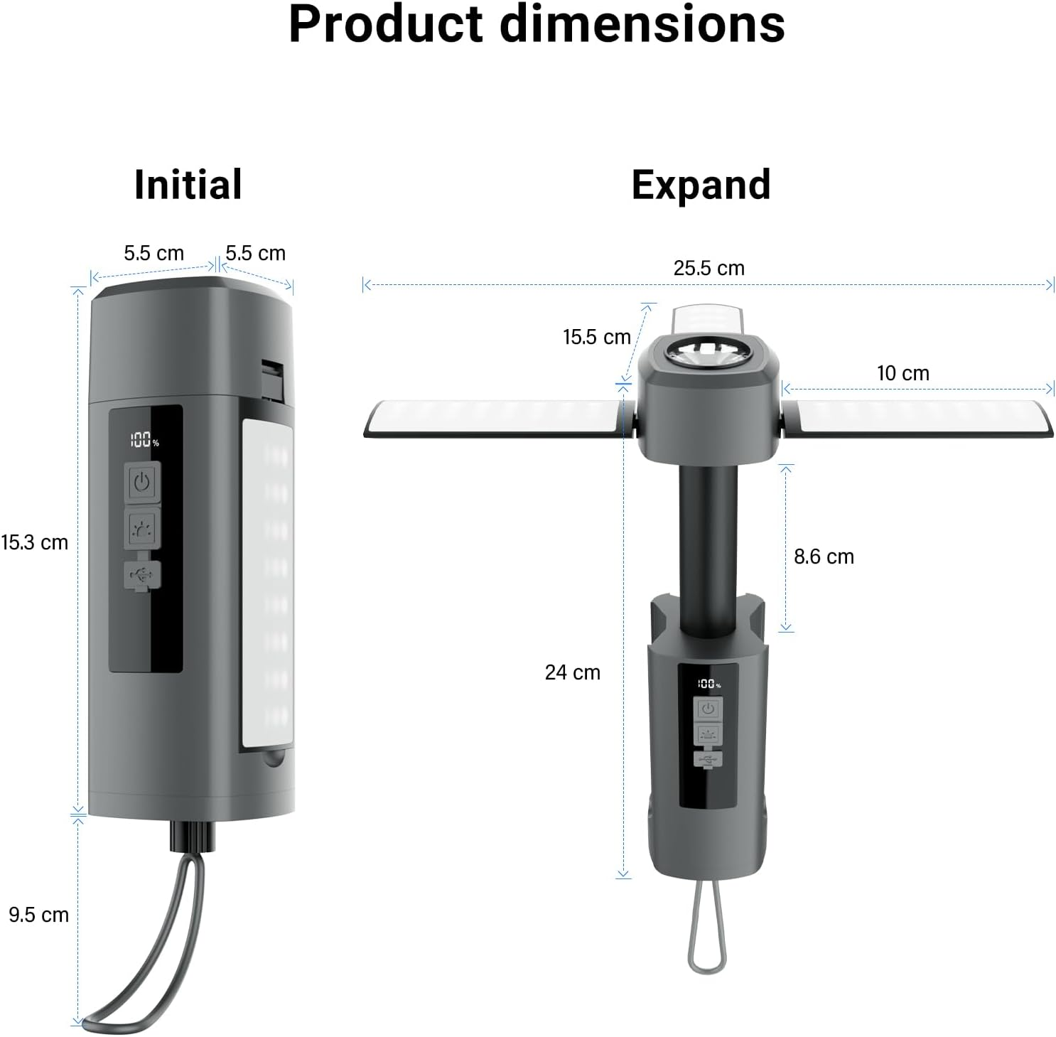 Camping Light Outdoor Multifunctional Rechargeable Folding Camping Tent Light with 7 Light Modes, 1500 Lumen Dimmable LED Camping Lantern for Flashlight, Camping, Fishing Car Repair and Emergency