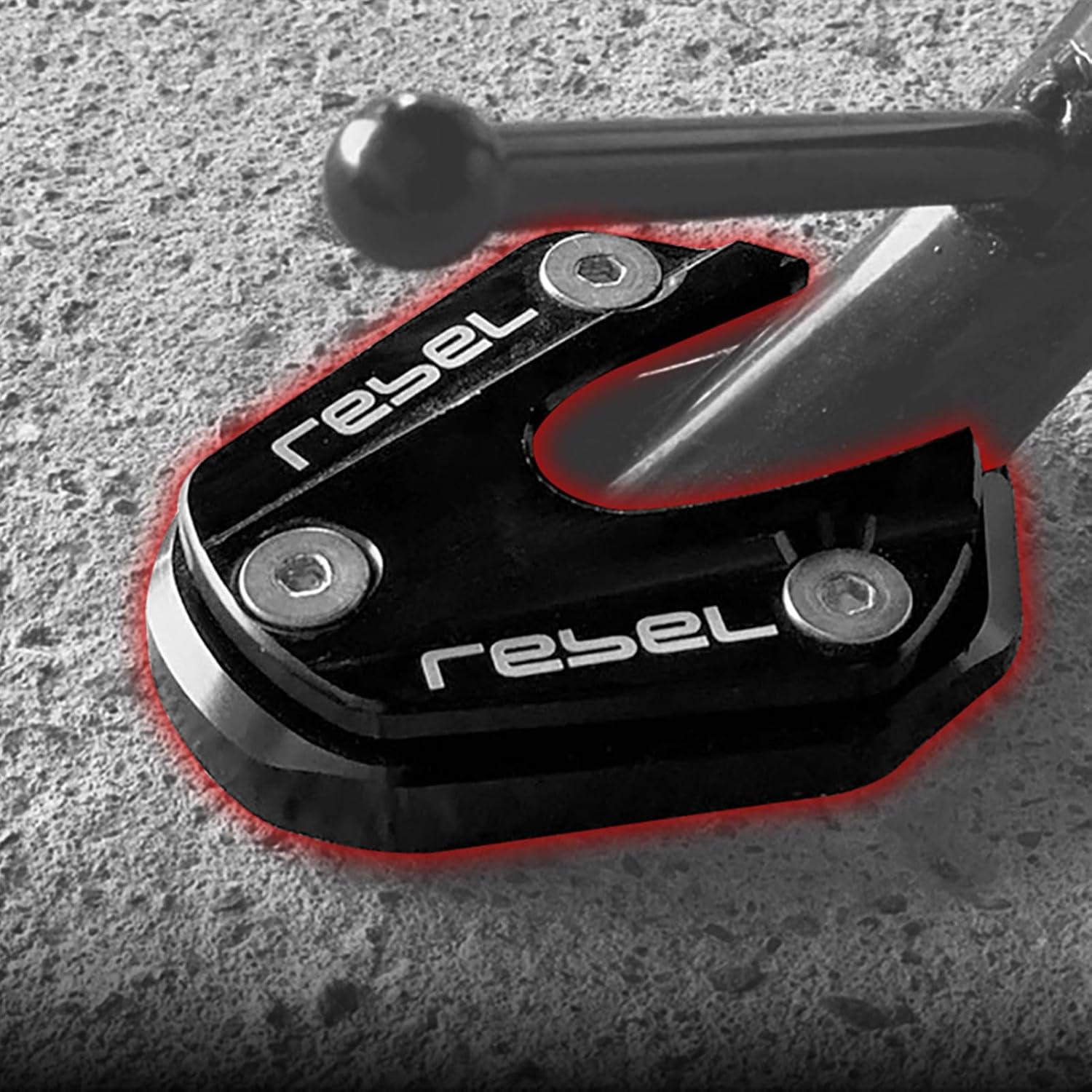 WOOGA Motorcycle Kickstand Pad Compatible with Ho&Nda Rebel CMX 250 CMX 300 CMX 500 2017-2024 Side Stand Foot Extension Enlarger Plate Support CNC Foot Extension Plate (Black) - Red image number 6