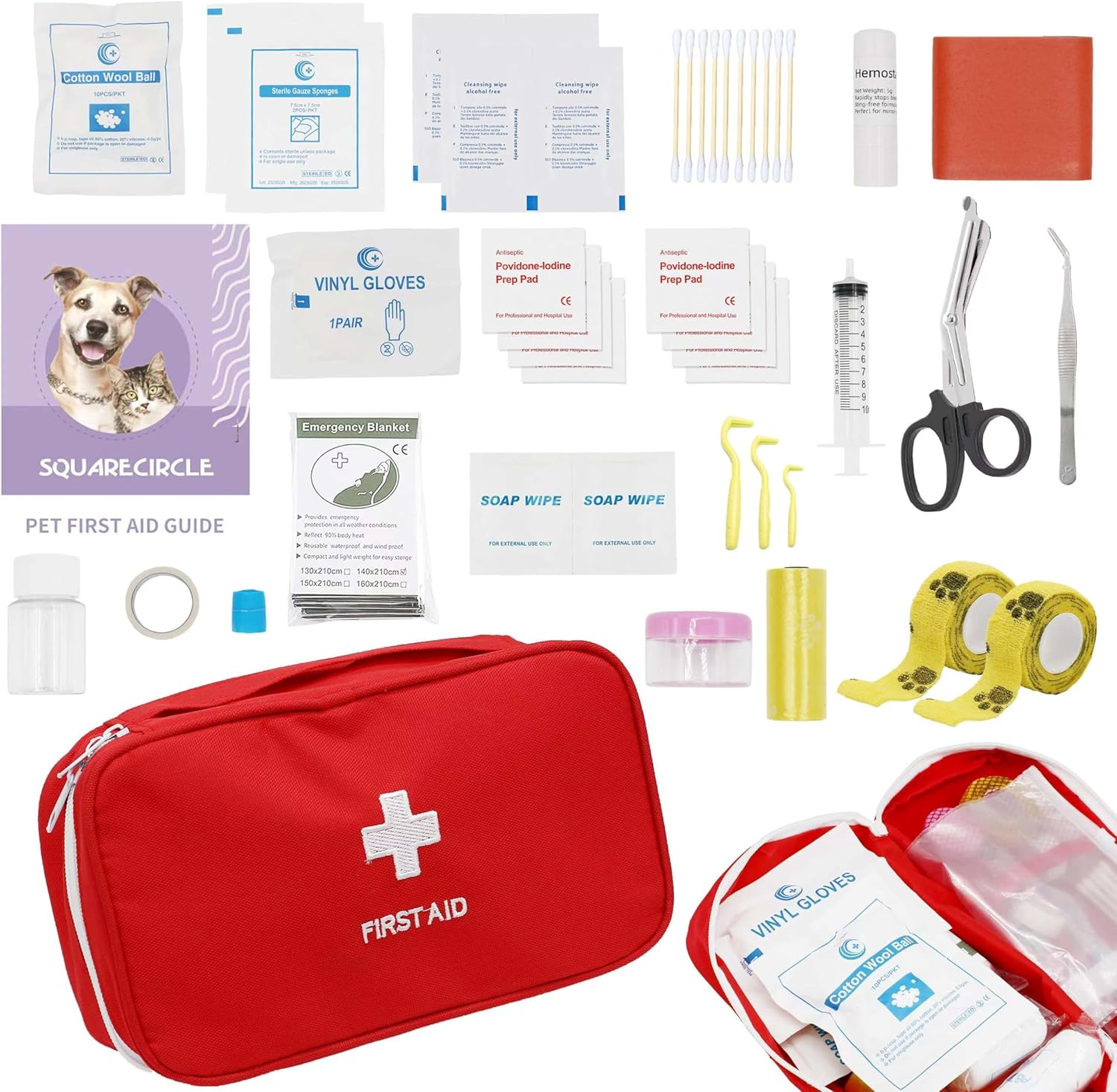 Pet Emergency Kit - Pet First Aid Kit for Dogs and Cats, Dog Camping Essentials, Dog Travel Accessories, Ideal for Home, Travel, Camping, and Hiking image number 6