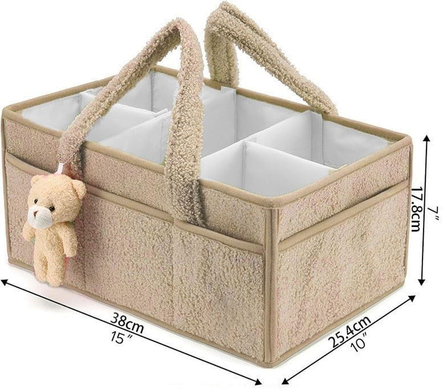 Baby Diaper Caddy Organizer, Nappy Caddy Storage Basket for Wipes, Portable Nursery Diaper Organizer, Baby Nappy Caddy, Portable Diaper Storage for Baby Shower and Registry Must-Have image number 1