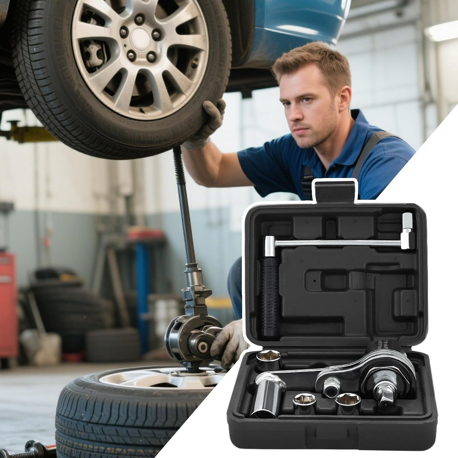 Zqkimzi Torque Multiplier, Labor Saving Wrench Tool, Heavy Duty Lug Nut Remover with Socket, Compact Tire Repair Kit, Automotive Wheel Maintenance Equipment for Car, 20.5X16.0X7.8Cm image number 4