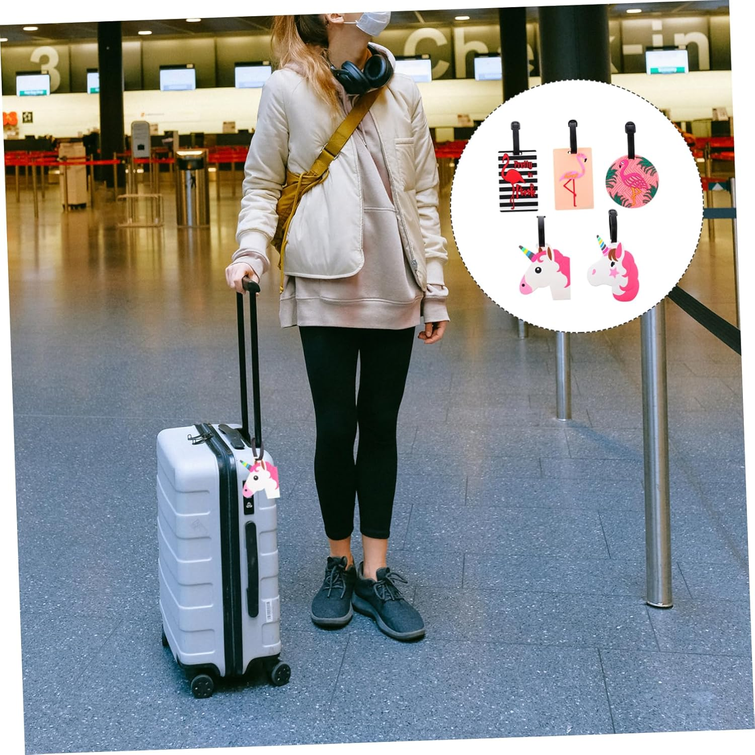 FOMIYES 5Pcs Creative Luggage Tags Set for Travel Suitcase Tag Strap Connector Unique Design Baggage image number 6