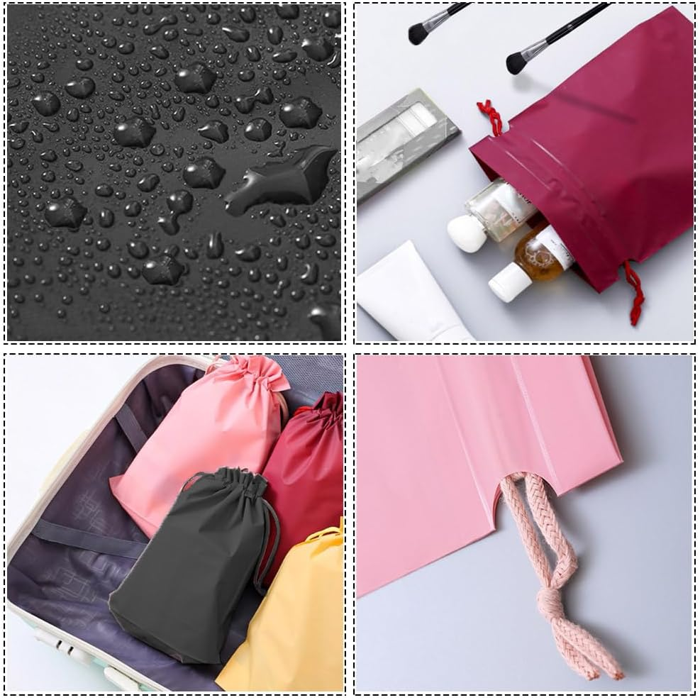 Esforzarse 20Pcs PE PVC Folding Sport Bag, 29 X 21 Cm Waterproof Drawstring Bag, Folding Sport Home Travel Storage, Waterproof Trip Bags Clothes Drawstring Shrinkable Closure Luggage(5 Colors) image number 2