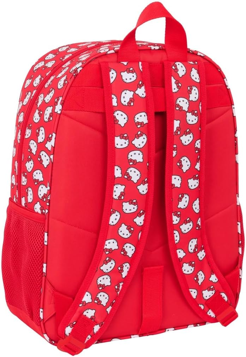 Safta HELLO KITTY ICONIC School Backpack for Children, Children'S Backpack Adaptable to Prams, Ideal for School Age, Comfortable and Versatile, Quality and Resilience, 33 X 14 X 42 Cm, Red/White, M, image number 2