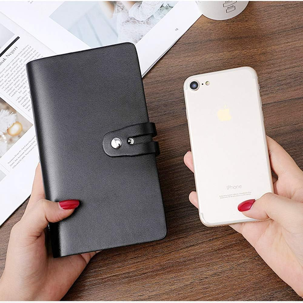 MJIYSGS Leather Business Card Holder, RFID Shielded Credit Card Holder, Professional Business Card Holder and Book, Credit Card Holder, Holds 96 Cards - 7.3In&times;4.3In (Black) image number 3