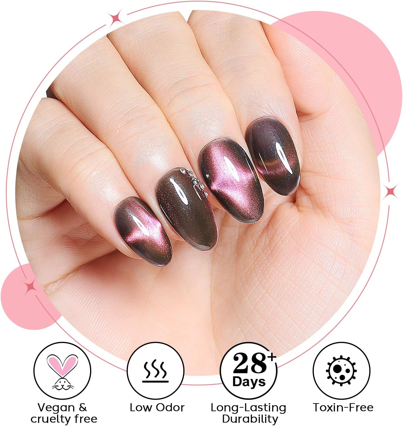 AIMEILI Cat Eye Gel Nail Polish Soak off U V LED Hema Free Cruelty Free Vegan Gel Polish Colors for Nail Art DIY Gel Nail Manicure 742 - C6523_719 image number 3