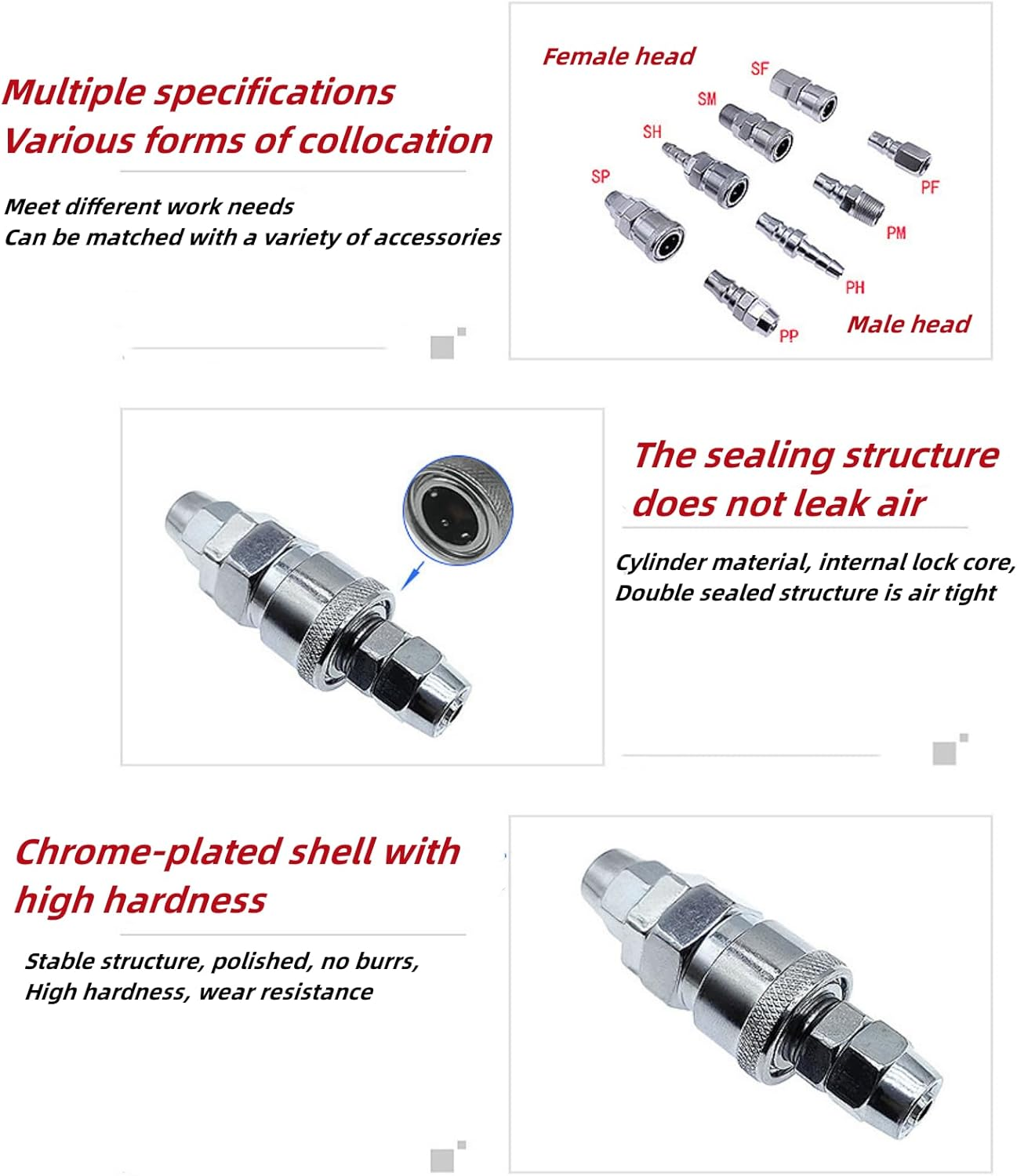 MTJNYZA 18Pcs Air Hose Quick Connect,Air Compressor Connector Coupler Pneumatic Quick Fittings Set,Pneumatic C-Type Quick Coupler&Sp20/Pp image number 2