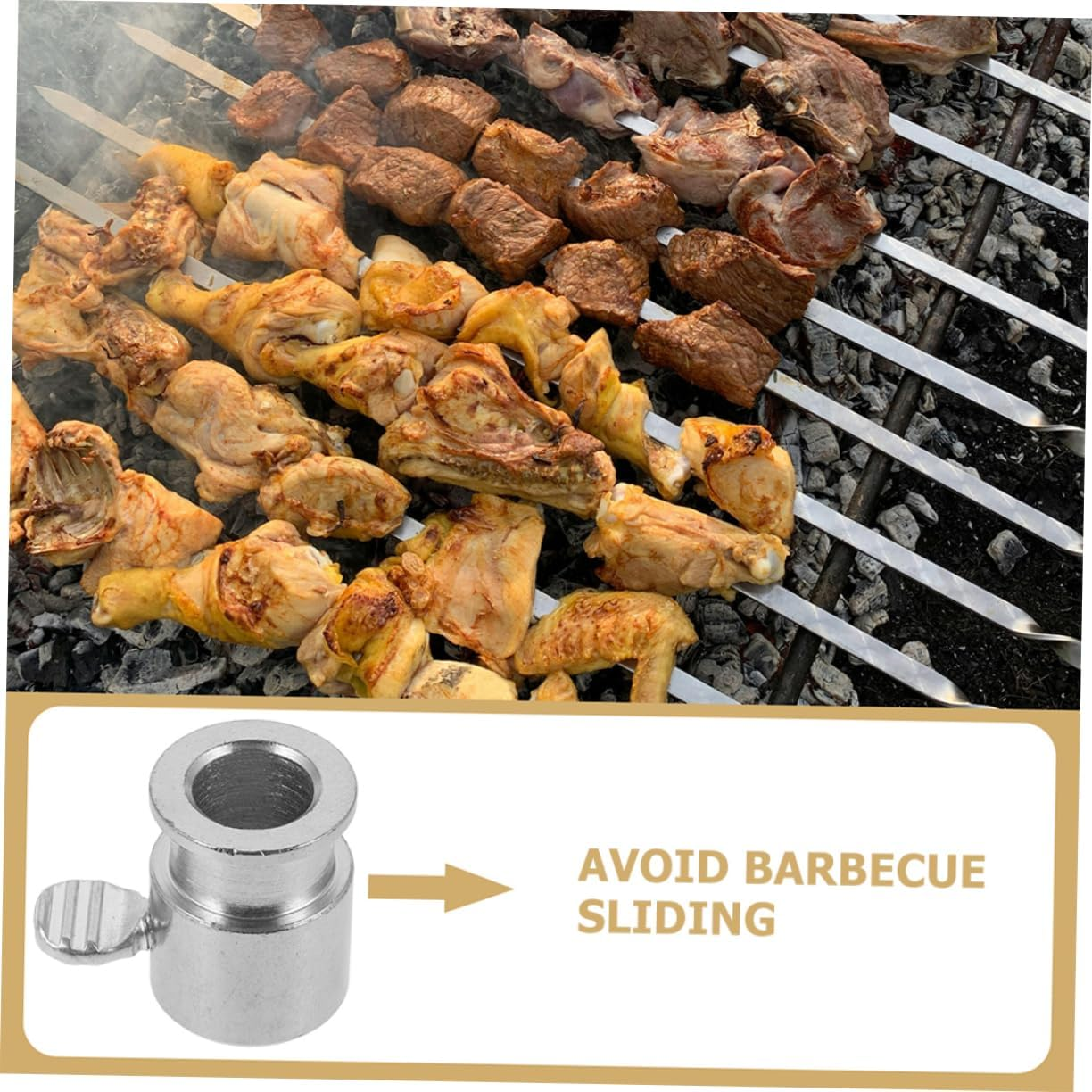 Milisten 2Pcs Outdoor Rotisserie Spit Rod Rack Grilling Rod Stopper Metal Grilling Bolt for Barbecue Grill Accessories for Spit Balance Fixator Use image number 1