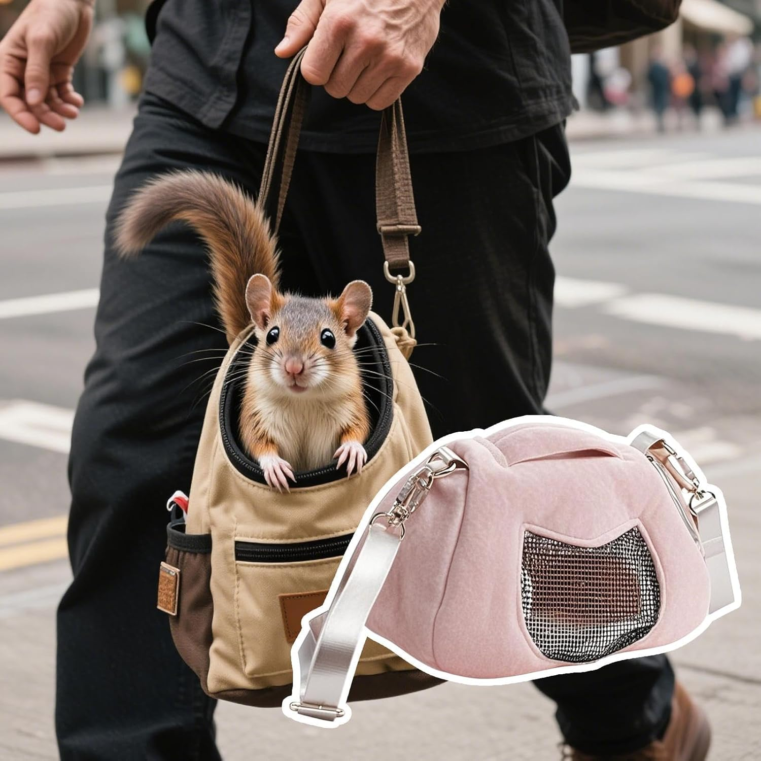 Small Animal Carrier - Safe Guinea Carrier Bag | Portable Washable Pouch for Bunny Squirrel Hedgehog Hamster Travel Outdoor Home Outing Trips image number 5