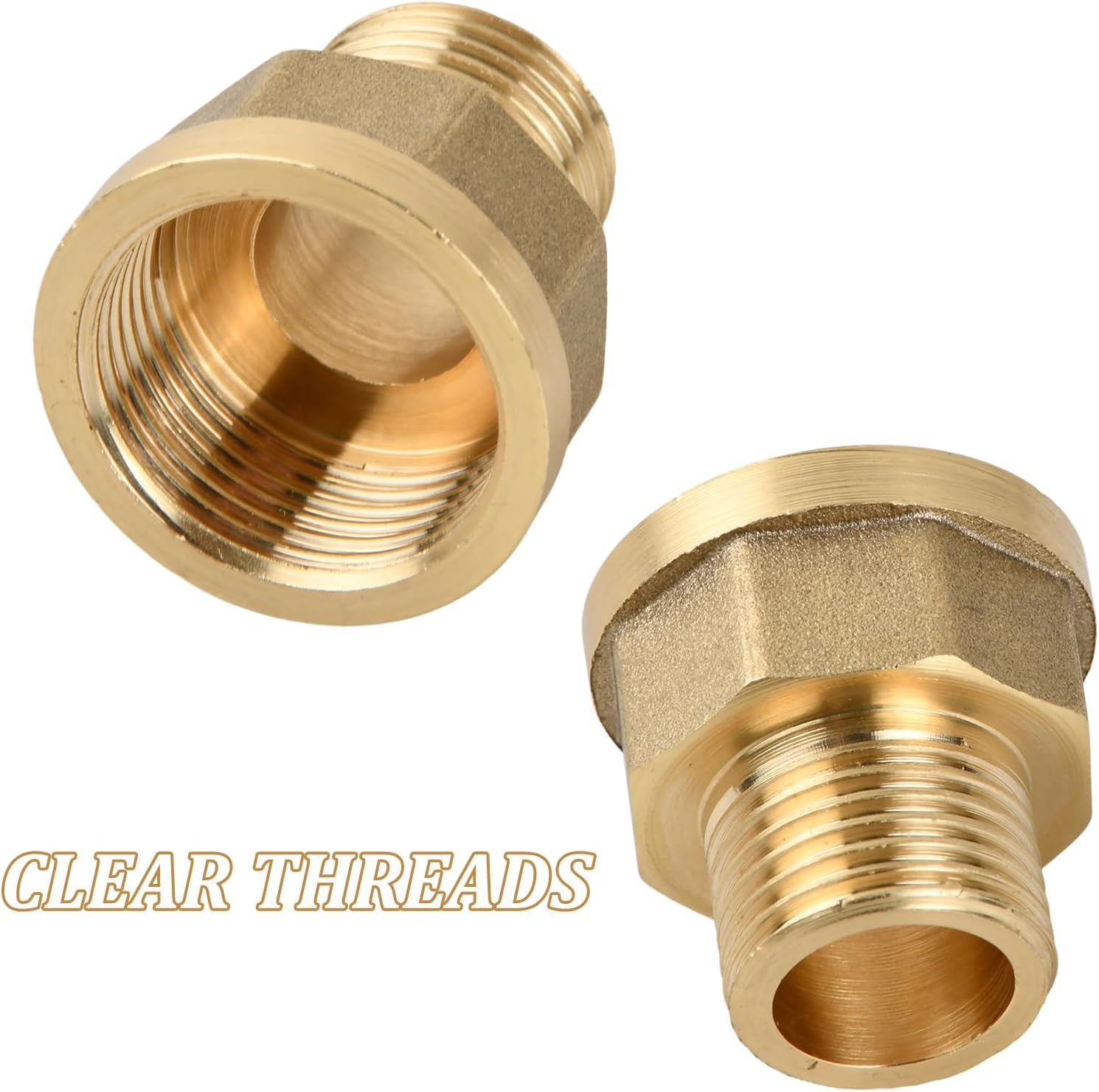 Pack of 2 Reducer 3/4 Inch to 1/2 Inch Brass Reducer Extension with 2 Pieces Rubber Seal AG/IG Adapter 3/4 Inch to 1/2 Inch for Pipe Connections image number 5