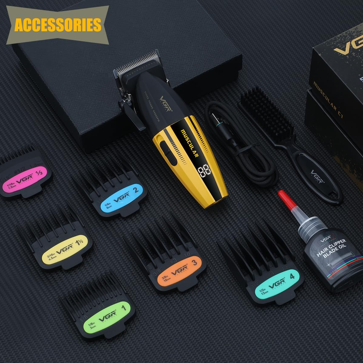 VGR 285 Fresh Fade Hair Trimmer for Men, 9000RPM Professional Barber Clipper for Haircut, Wireless Small Trimmer, Lightweight Versatile Barber Set with LED Display image number 3